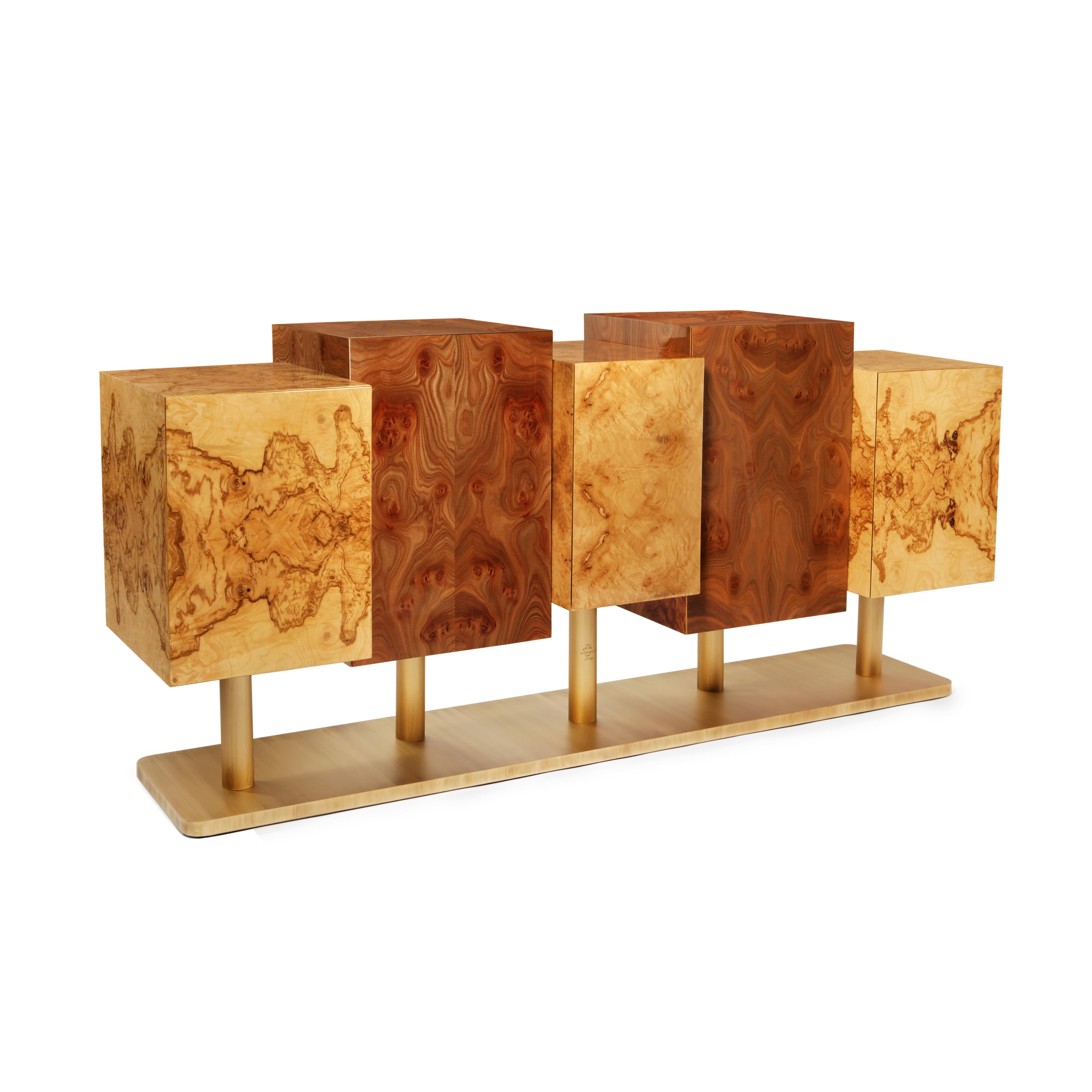 Modern The Special Tree Sideboard, Wood and Brass, InsidherLand by Joana Santos Barbosa For Sale