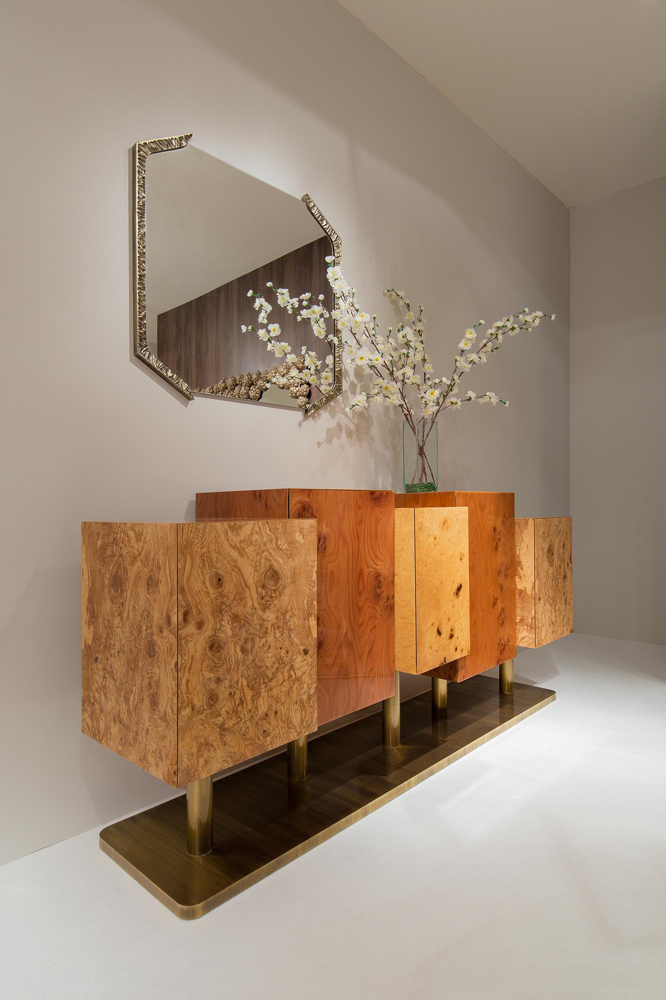Woodwork The Special Tree Sideboard, Wood and Brass, InsidherLand by Joana Santos Barbosa For Sale