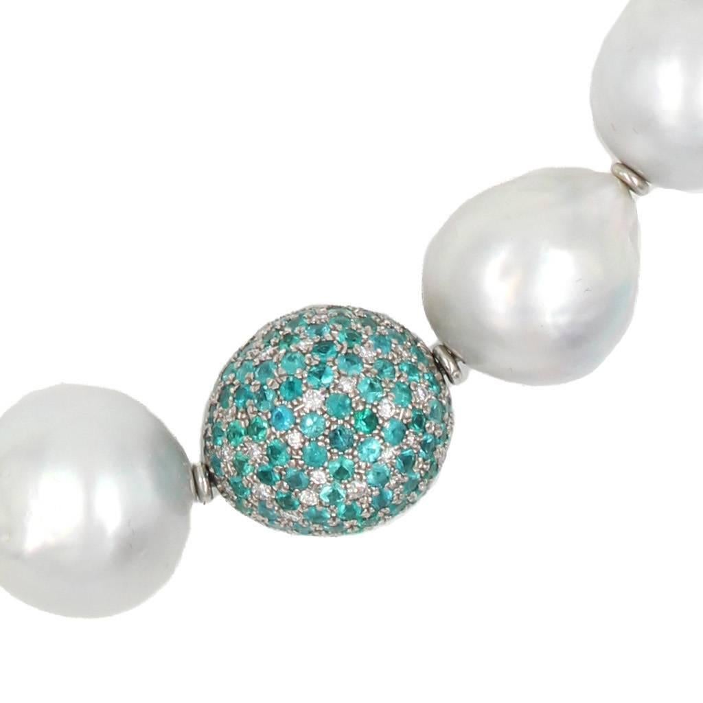 Contemporary The Spectacular Necklace with South Sea Pearls, Paraiba Tourmalines, Diamonds For Sale