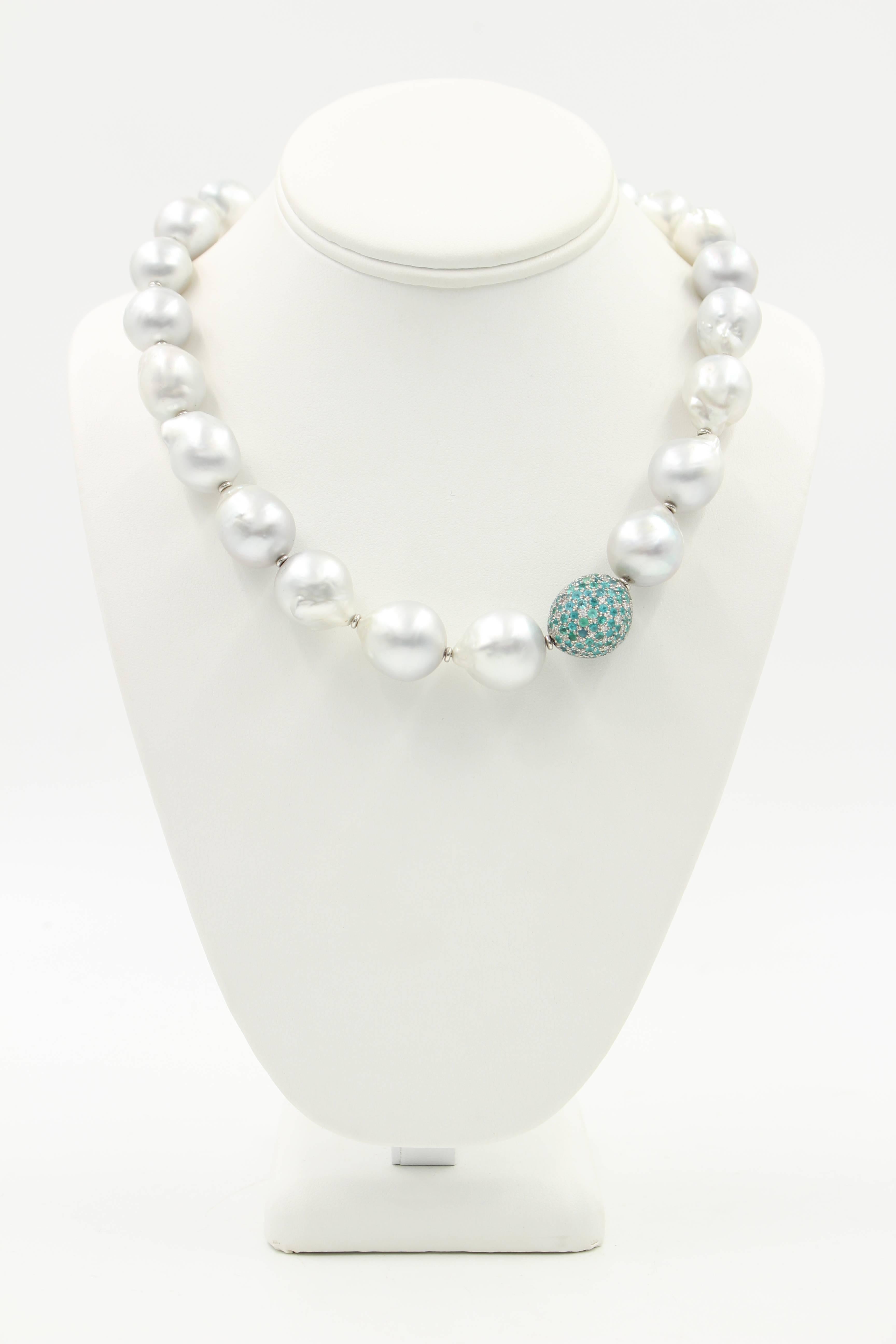 Women's The Spectacular Necklace with South Sea Pearls, Paraiba Tourmalines, Diamonds For Sale