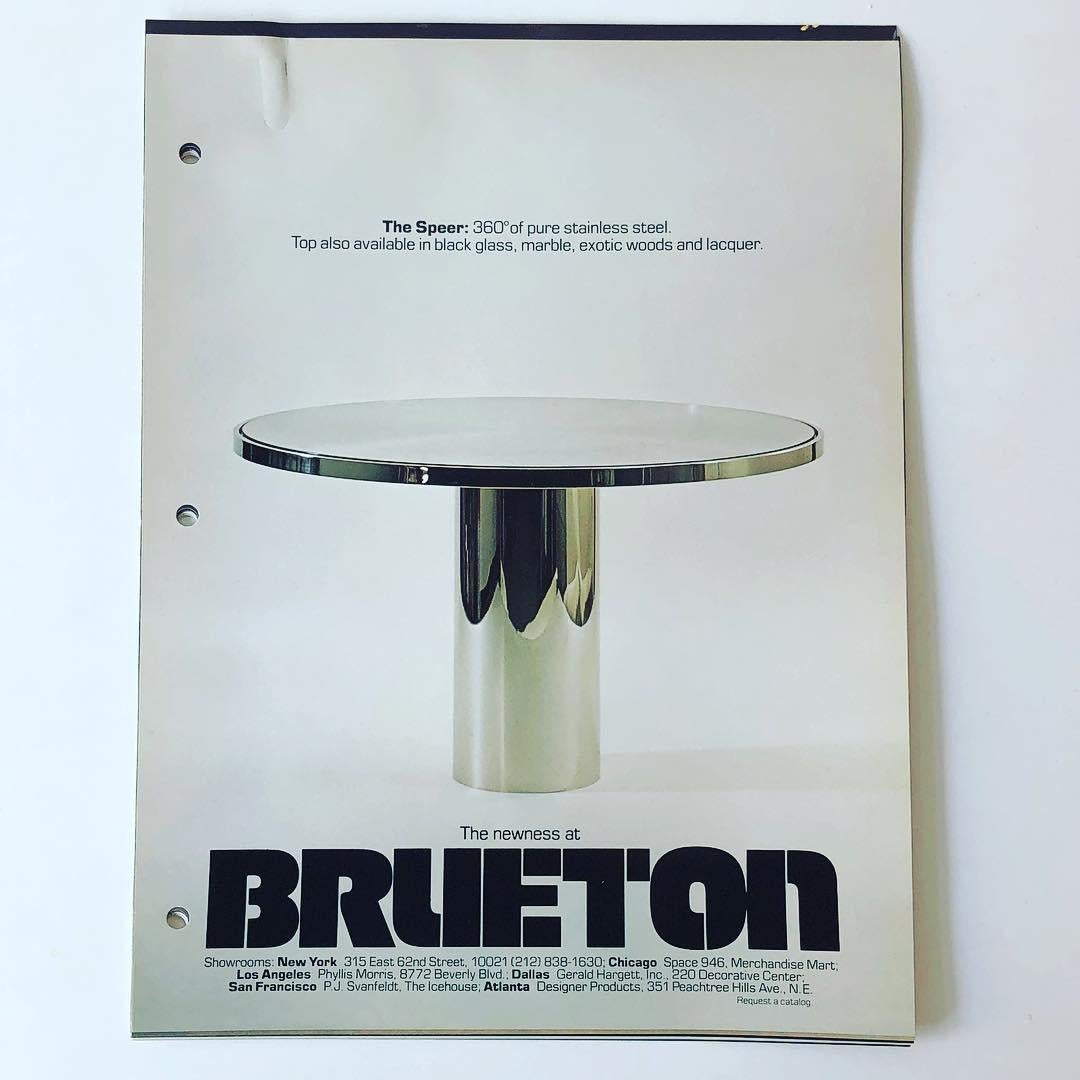 The Speer Table by Brueton in Polished and Spun-Brushed Stainless Steel 6