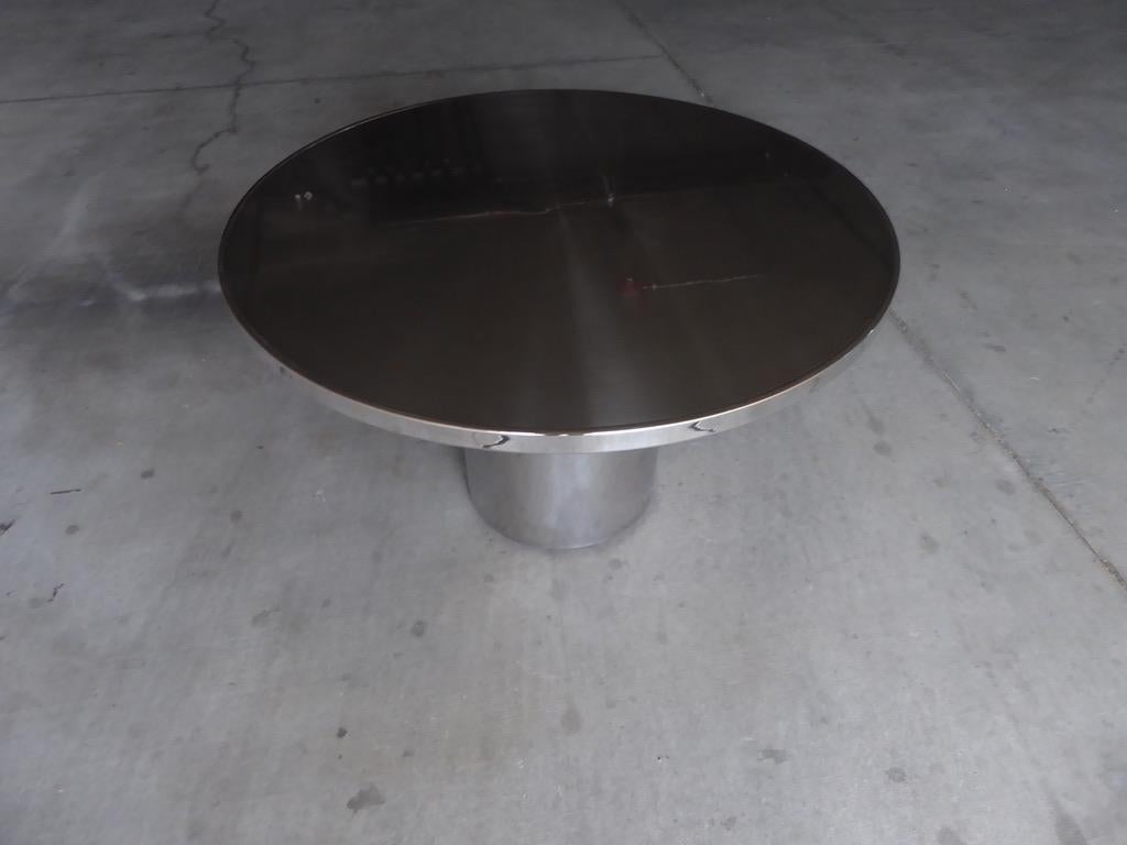 Late 20th Century The Speer Table by Brueton in Polished and Spun-Brushed Stainless Steel