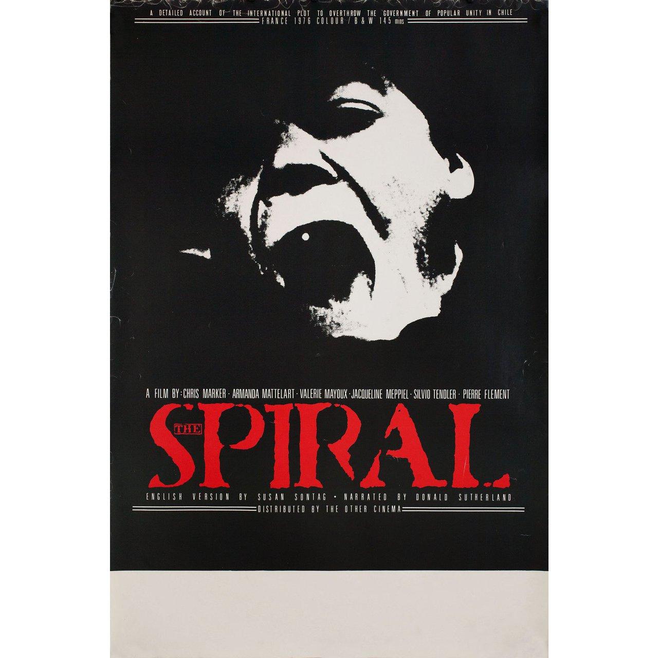 Original 1976 British double crown poster for the documentary film The Spiral (La Spirale) directed by Armand Mattelart / Valerie Mayoux / Jacqueline Meppiel with Med Hondo / Francois Perier / Donald Sutherland. Very good-fine condition, rolled.