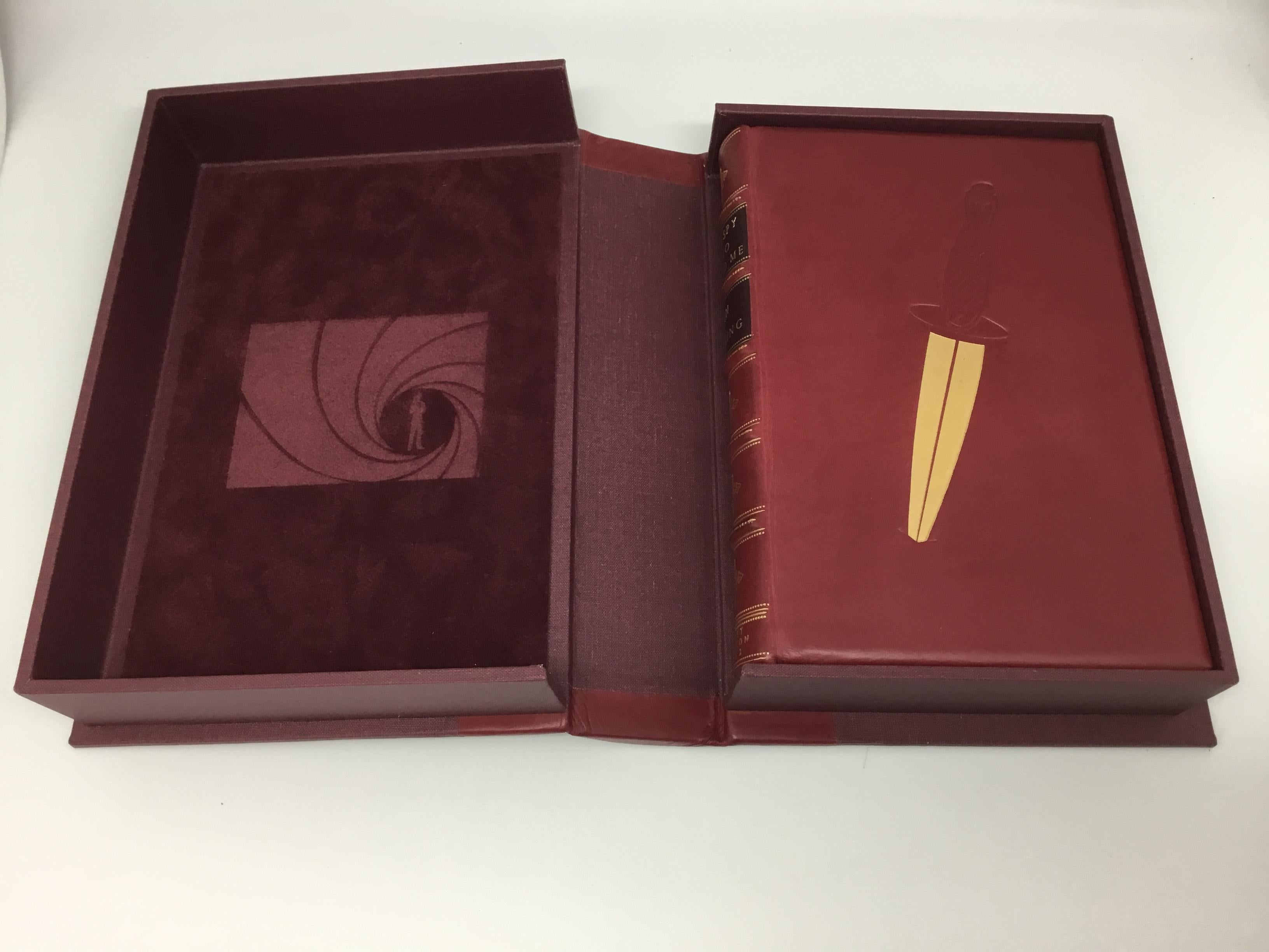 Fleming, Ian. The Spy Who Loved Me. London: Jonathan Cape, (1962). First edition in special presentation binding.

Specially bound one-off presentation. Featuring exquisite full leather binding with custom embossing to the leather boards and