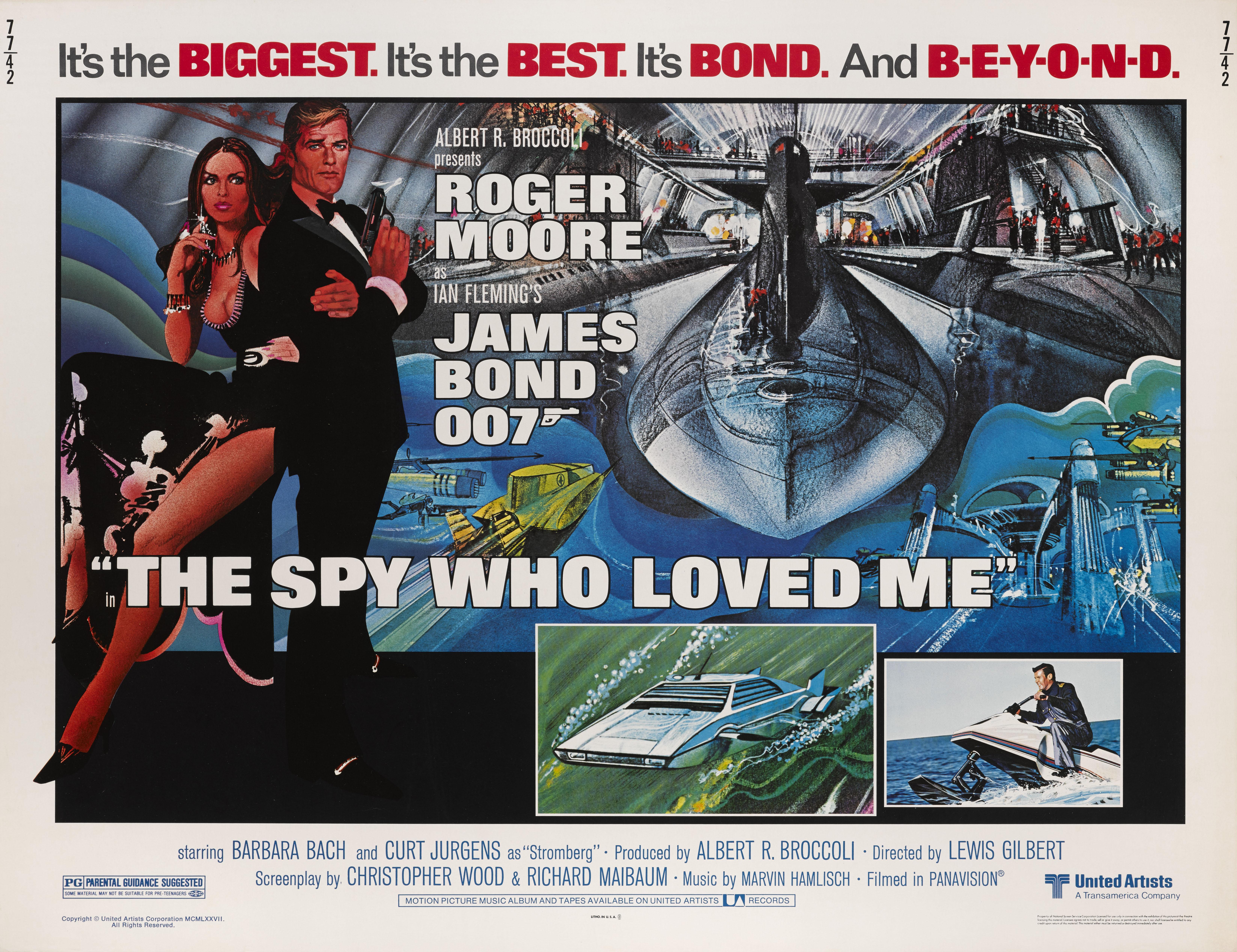 Original Us film poster for the 1977 James Bond films The Spy Who Loved starring Roger Moore and Barbra Bach.
The film was directed by Lewis Gilbert.
The artwork on this poster is by Bob Peak (1927-1992) This poster is unfolded and conservation