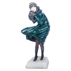 "The Squall" Art Deco Cold Painted Bronze Sculpture by Demétre Chiparus