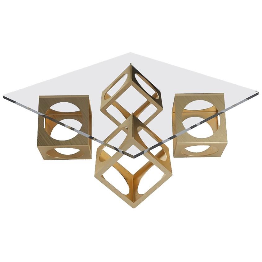 La table carrée en forme de boîte conçue par Laurie Beckerman en vente