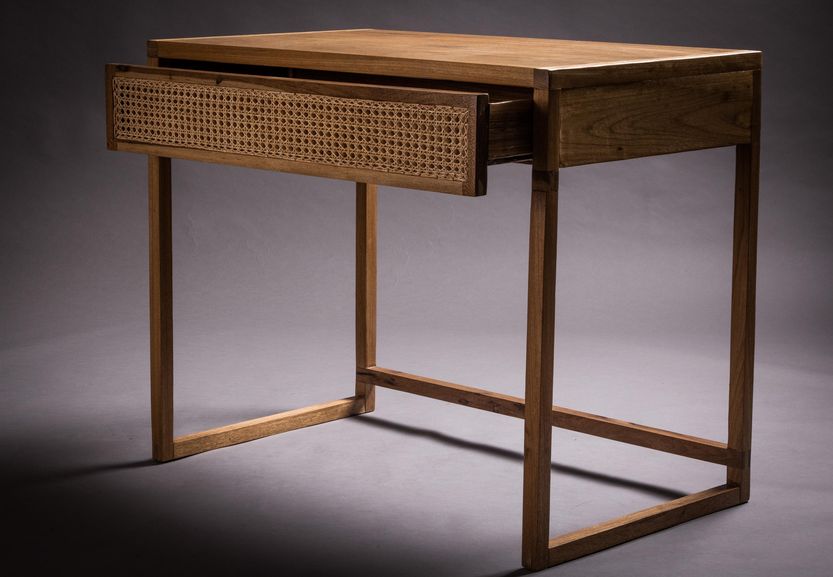 Straw The Square Desk. Brazilian Solid Wood Writing Table Design by Amilcar Oliveira For Sale
