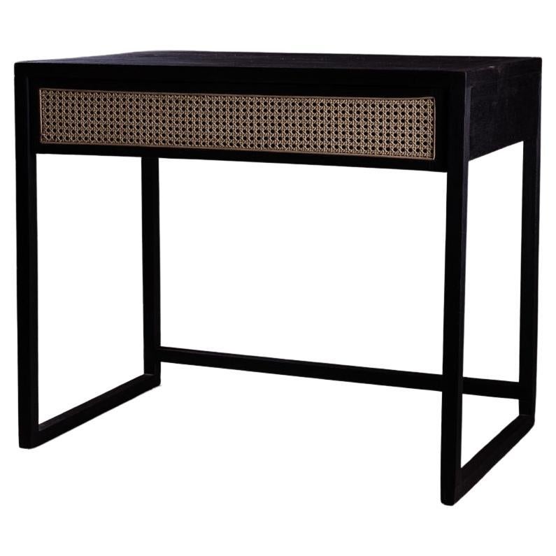 Quadratischer Schreibtisch, quadratischer Sessel, Carbonisierte Oberfläche mit Shou Sugi Ban, Japanisch im Angebot