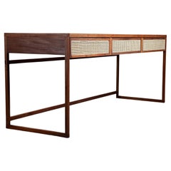 The Square desk with 3 Drawers. Solid Brazilian wood and Straw.