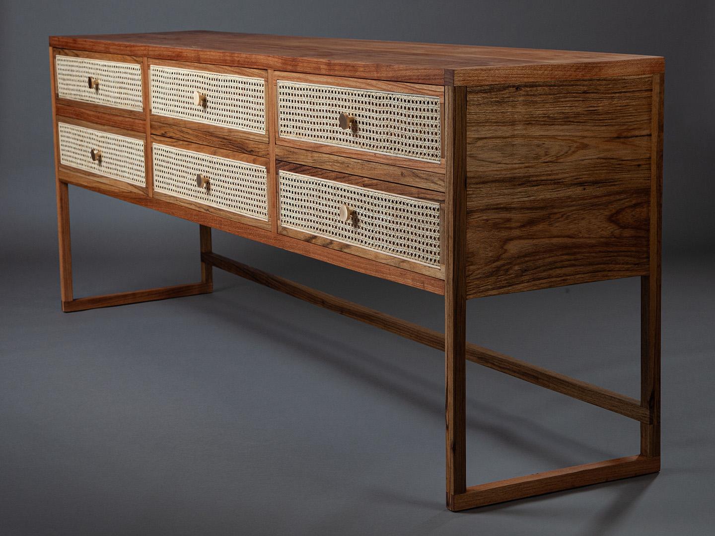 Modern The Square Dresser. Brazilian Solid Wood and Natural Straw For Sale