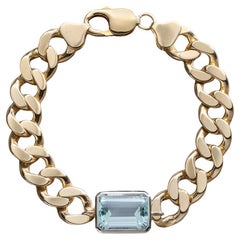 The Standard - 9ct Gold, Platinum and 16.50ct Aquamarine Curb Bracelet