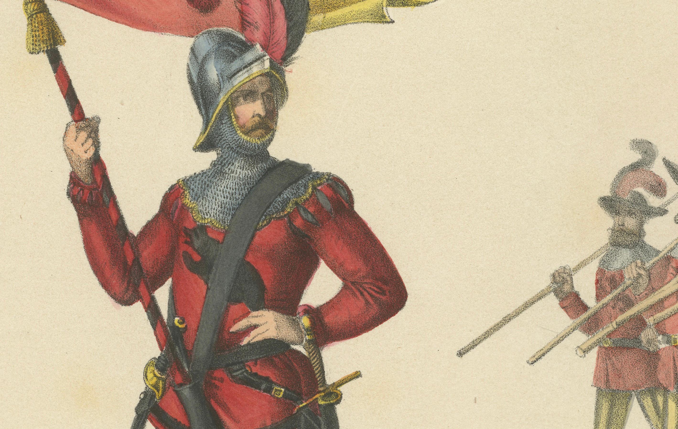 The Standard-Bearer of Bern Leading a Swiss Infantry Formation, veröffentlicht 1855 (Mittleres 19. Jahrhundert) im Angebot