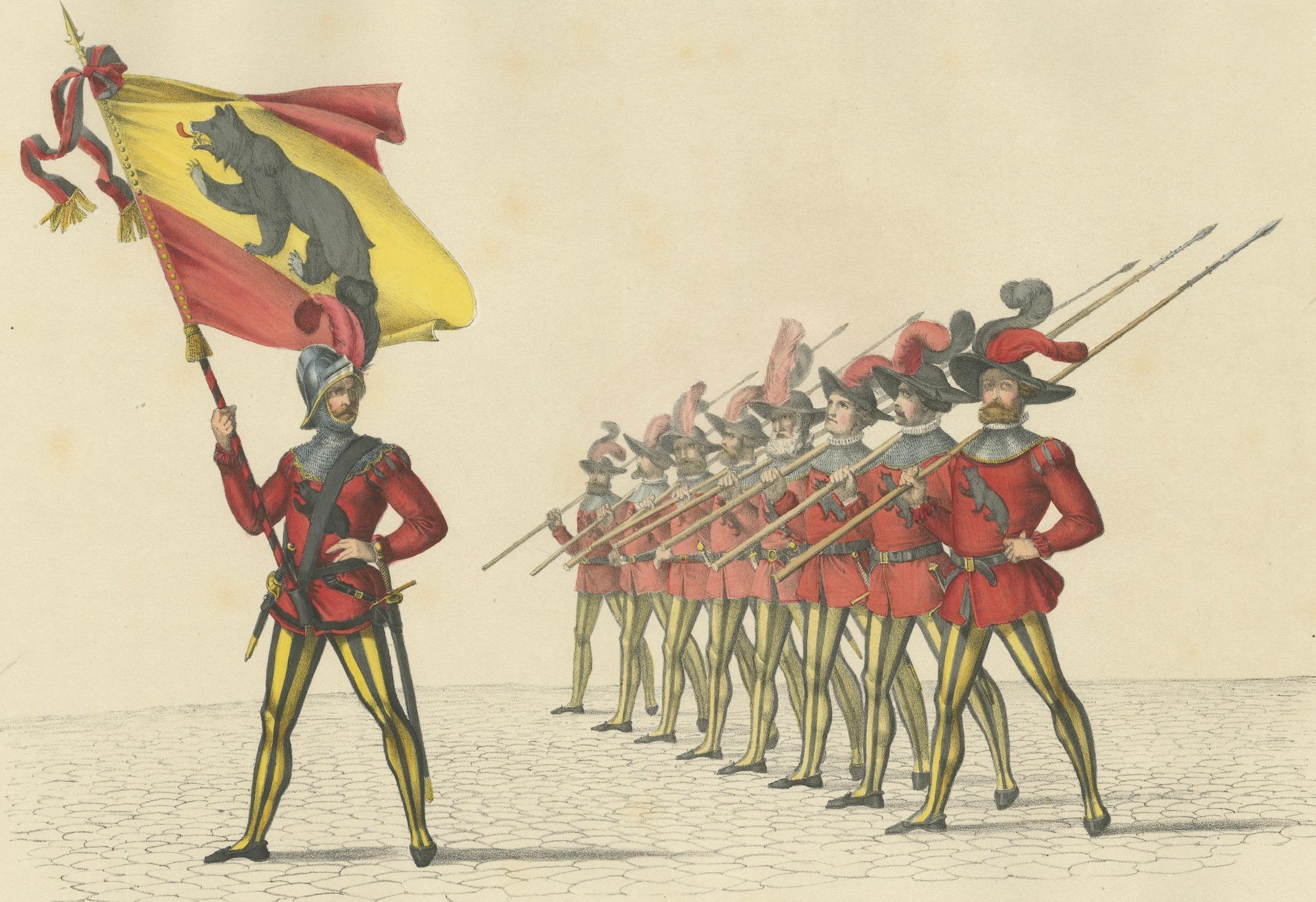 The Standard-Bearer of Bern Leading a Swiss Infantry Formation, veröffentlicht 1855 im Angebot 1