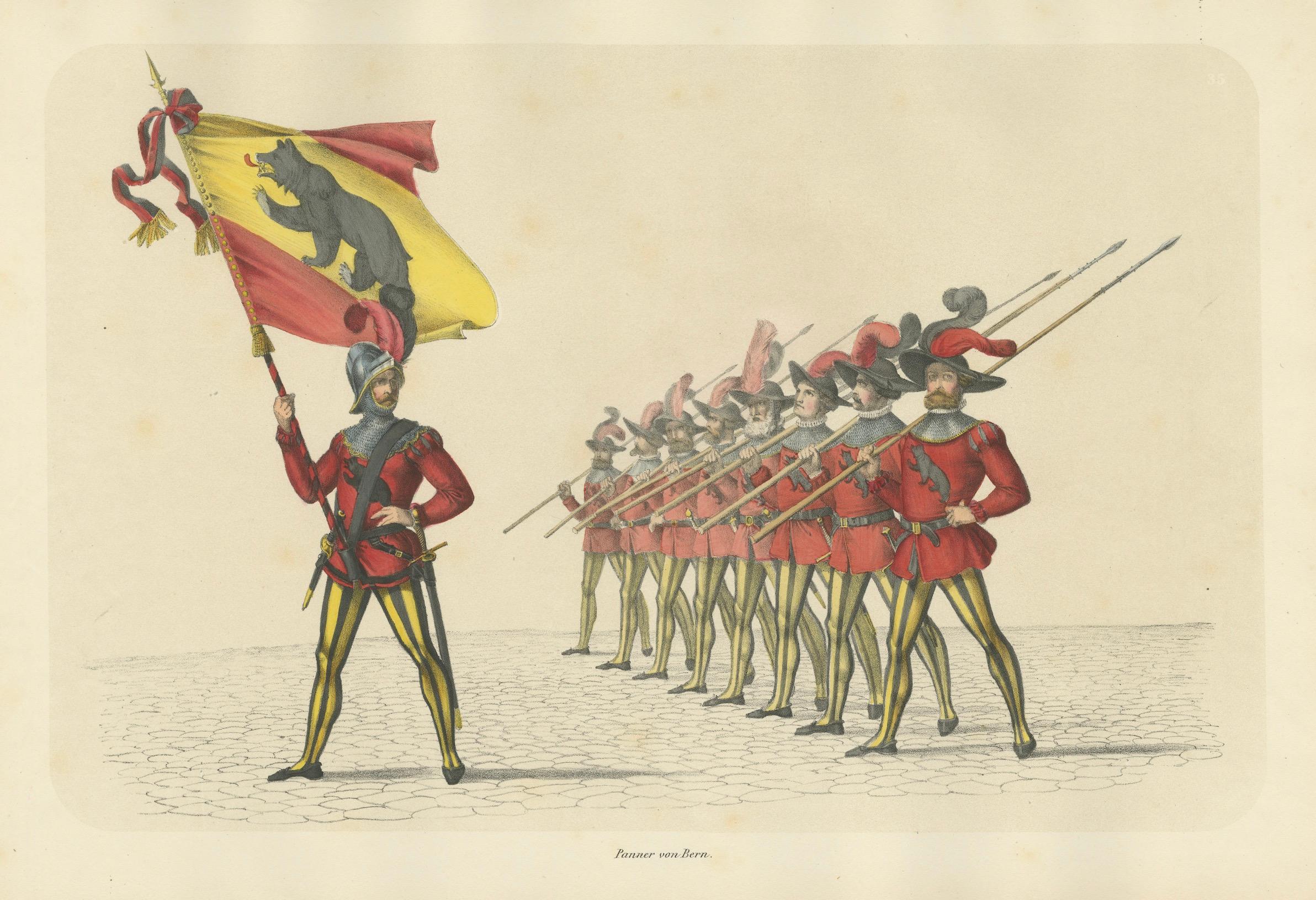 The Standard-Bearer of Bern Leading a Swiss Infantry Formation, veröffentlicht 1855 im Angebot 2