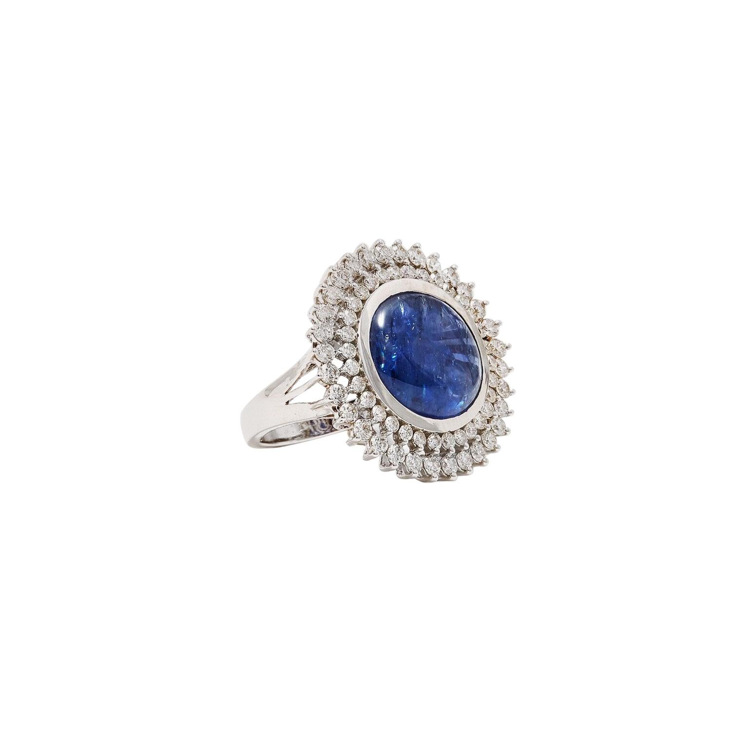 The Star Fall Burmese Sapphire and Diamond Dress Ring For Sale