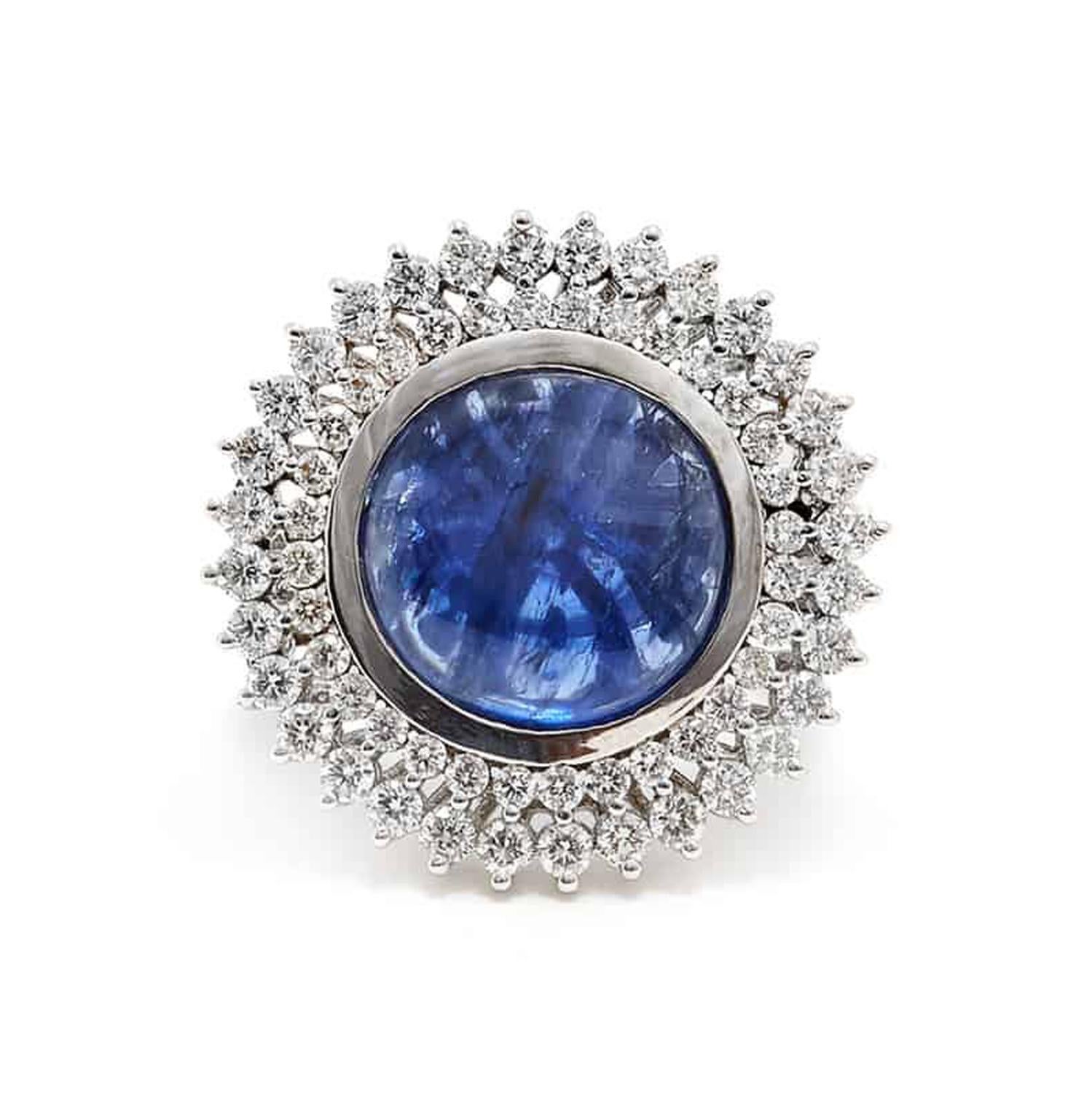 Brilliant Cut The Star Fall Burmese Sapphire and Diamond Dress Ring For Sale