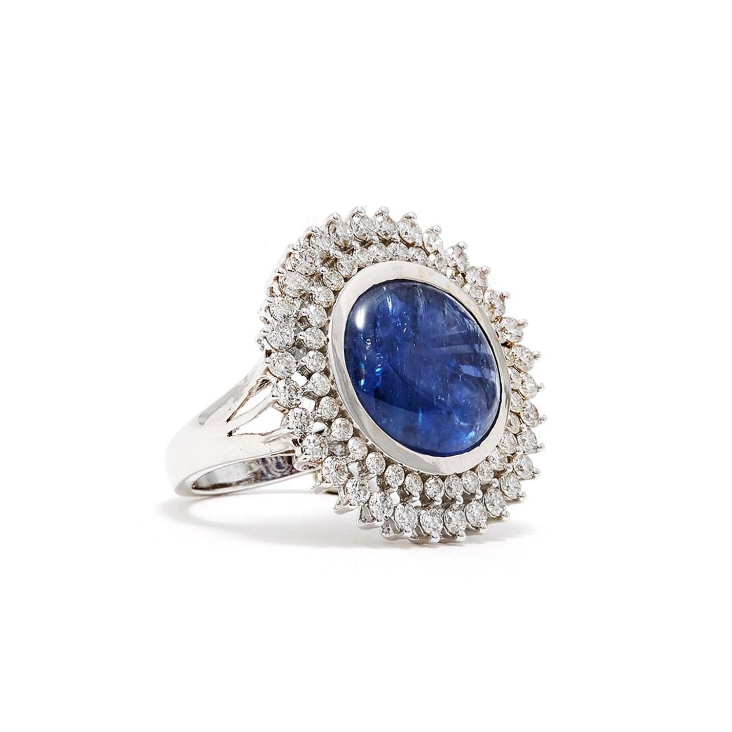 The Star Fall Burmese Sapphire and Diamond Dress Ring In New Condition For Sale In Los Angeles, CA