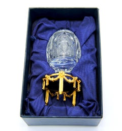 Star of the North Faberge Egg Crystal with Sterling Silver Gold-Plated Base