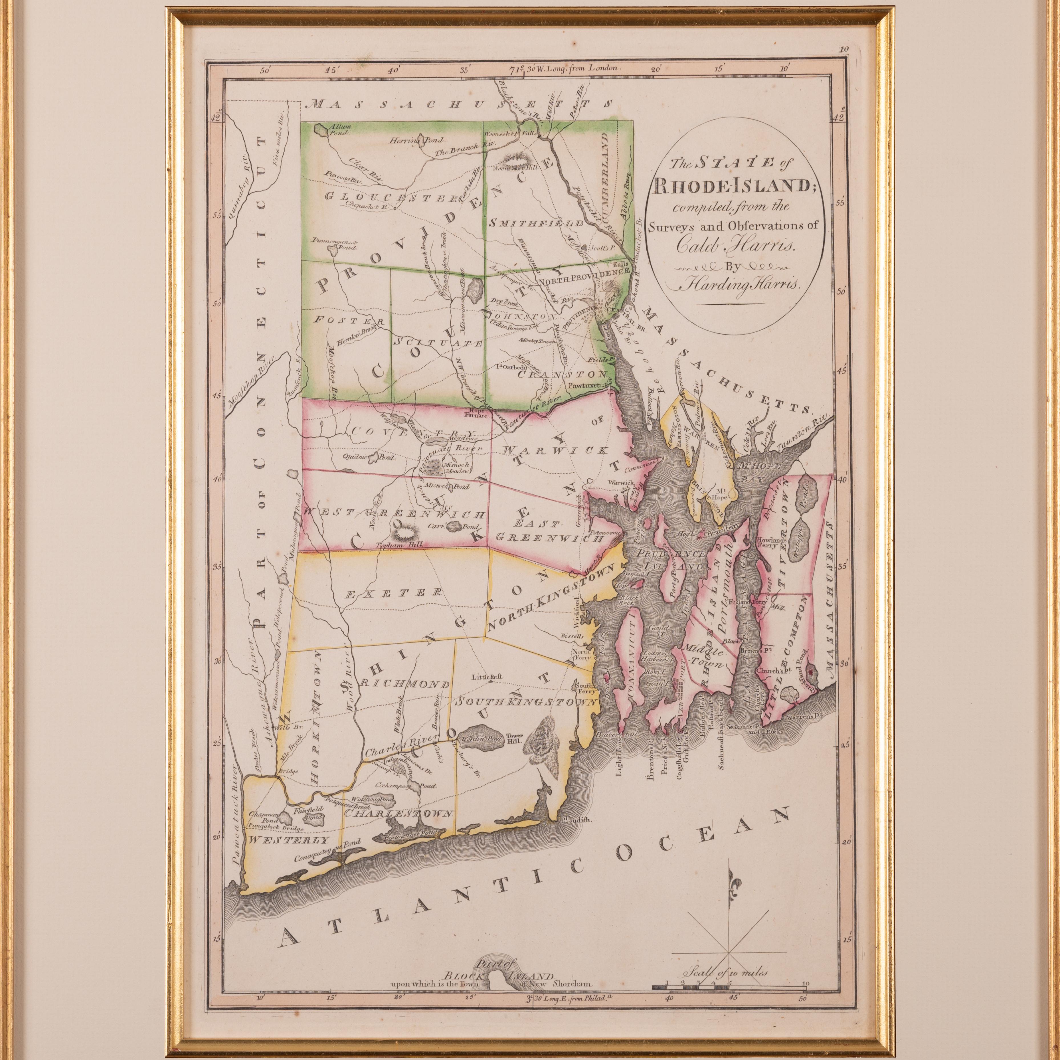 The State of Rhode Island Map – Caleb Harris & Harding Harris, 1818 (Sonstiges) im Angebot
