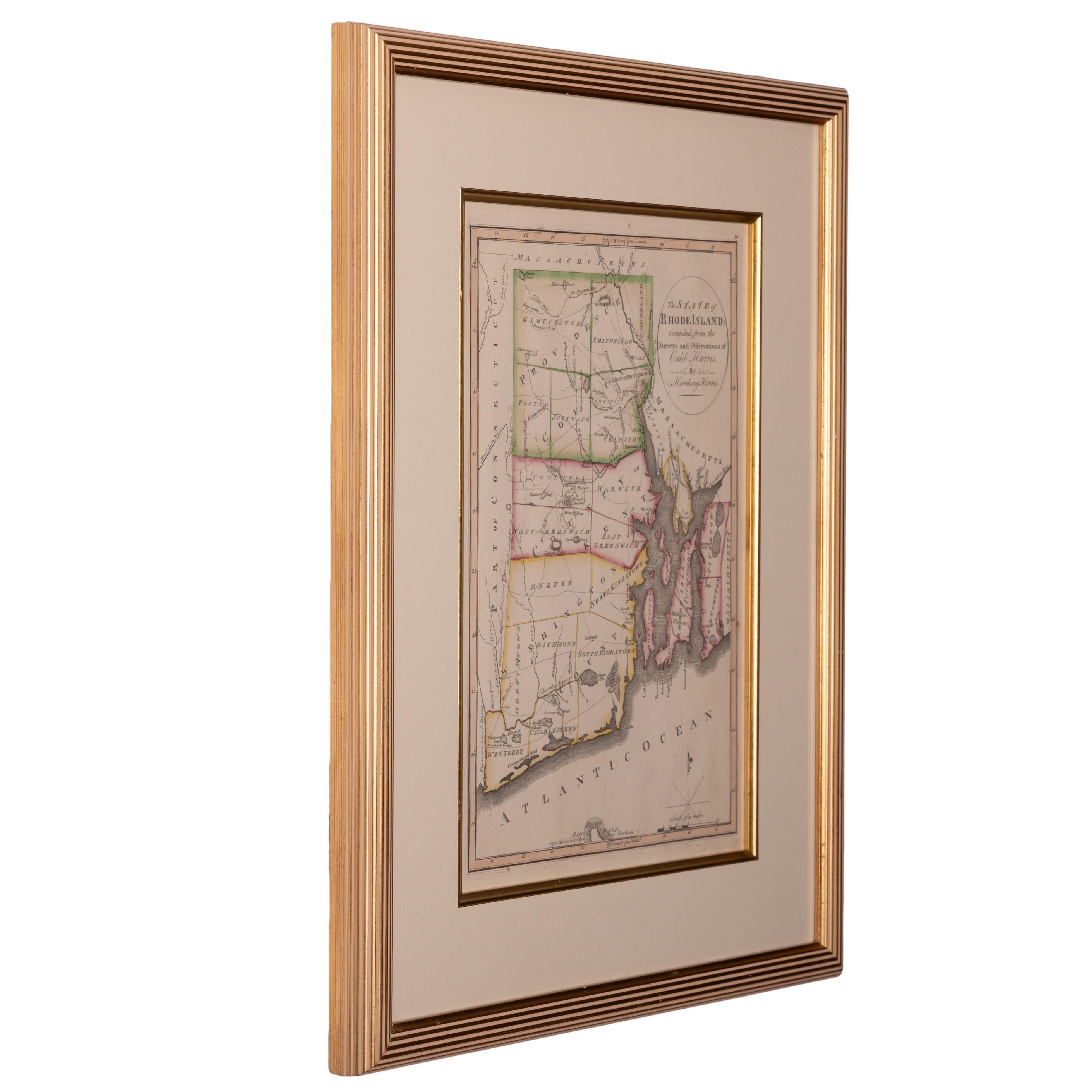 The State of Rhode Island Map – Caleb Harris & Harding Harris, 1818 (amerikanisch) im Angebot
