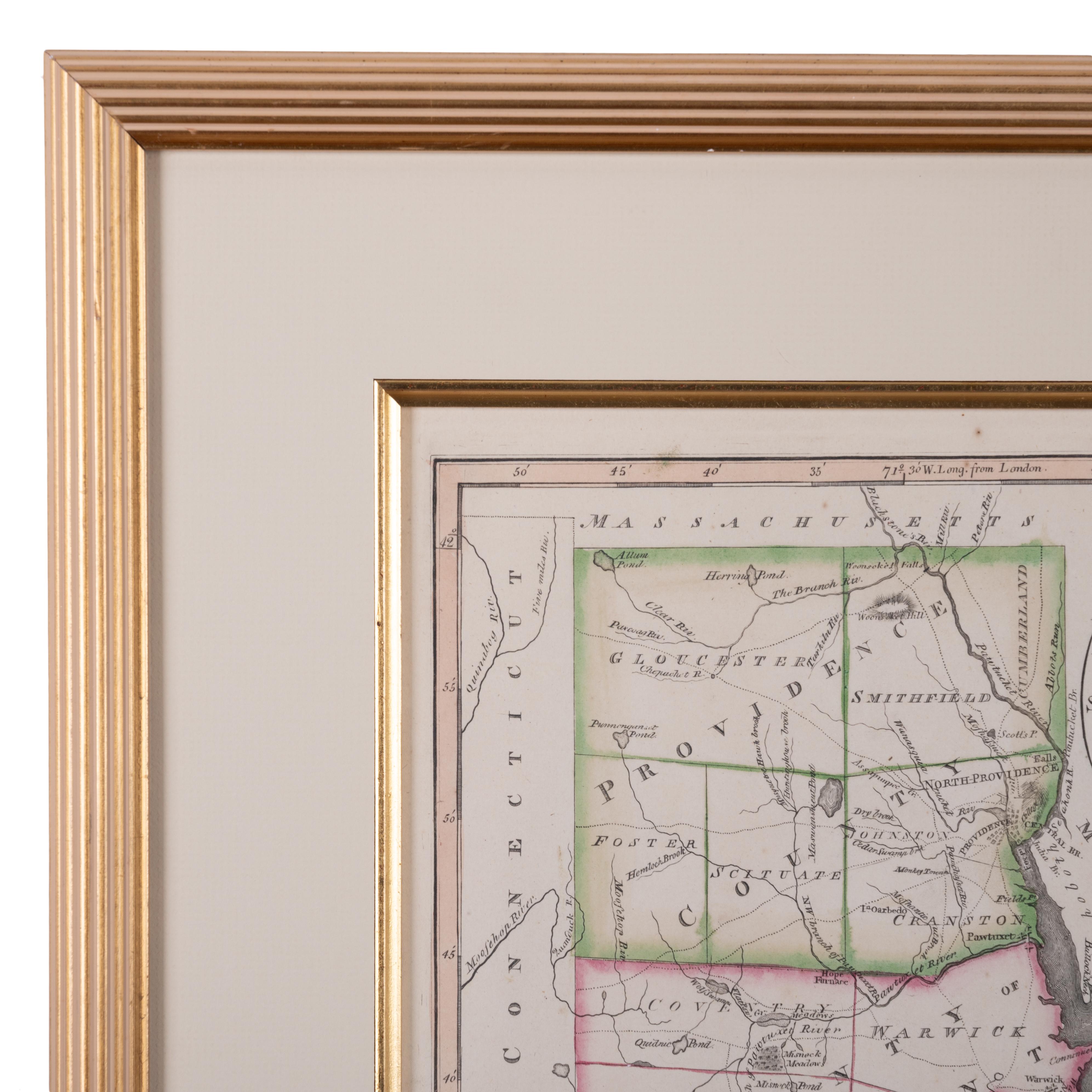 The State of Rhode Island Map – Caleb Harris & Harding Harris, 1818 im Zustand „Gut“ im Angebot in Savannah, GA