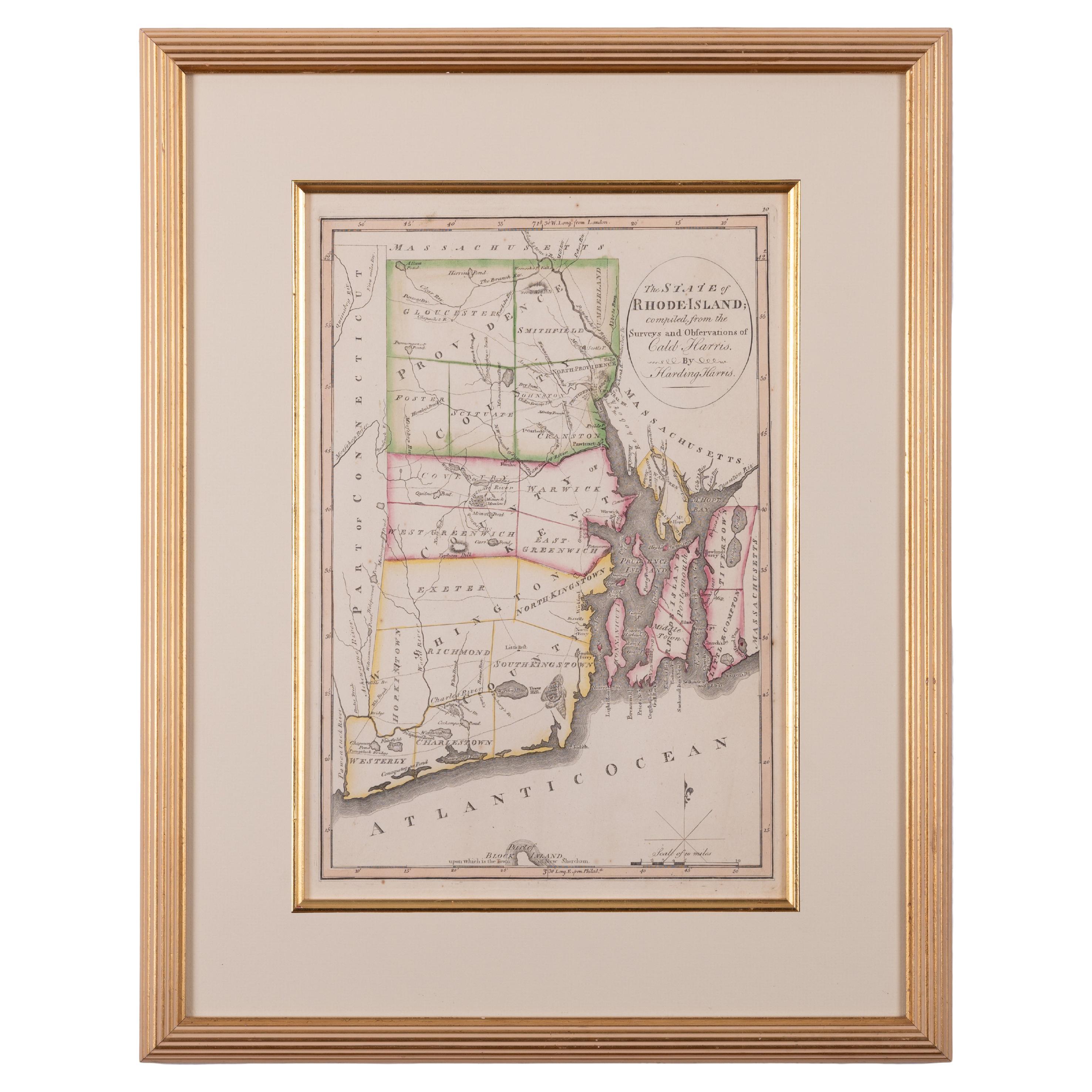 The State of Rhode Island Map – Caleb Harris & Harding Harris, 1818 im Angebot