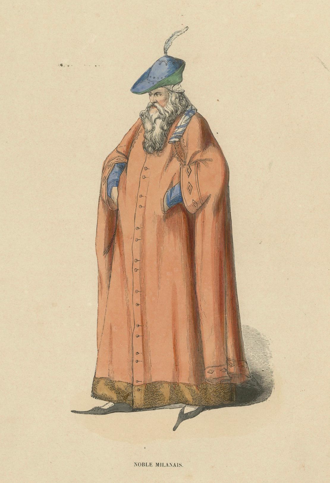 La statura di un nobile milanese: Una rappresentazione litografica artistica, 1847 in vendita 1