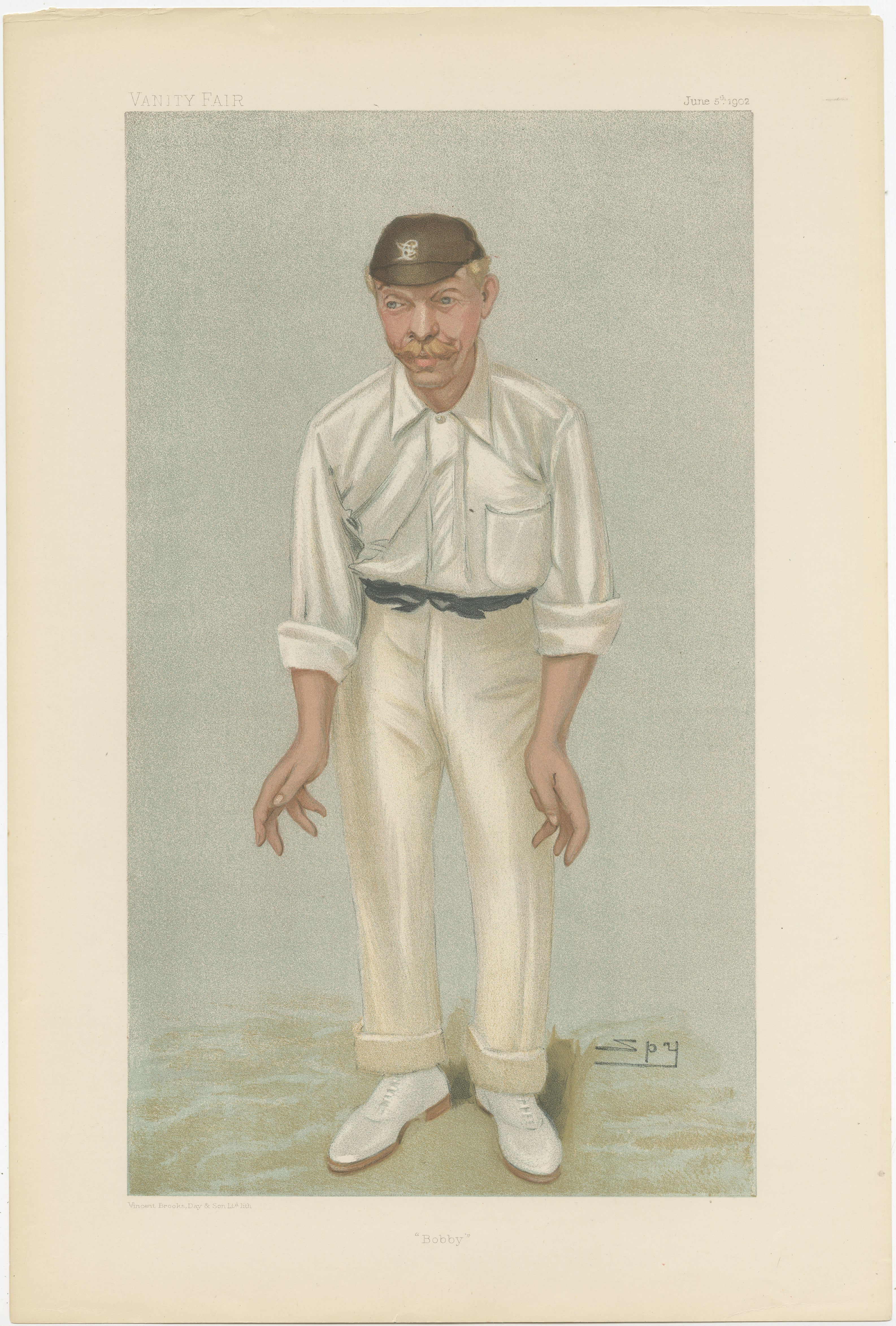 Ce portrait de Vanity Fair, publié en juin 1902, est une chromolithographie représentant Robert Abel, un célèbre joueur de cricket anglais, connu sous le nom de 