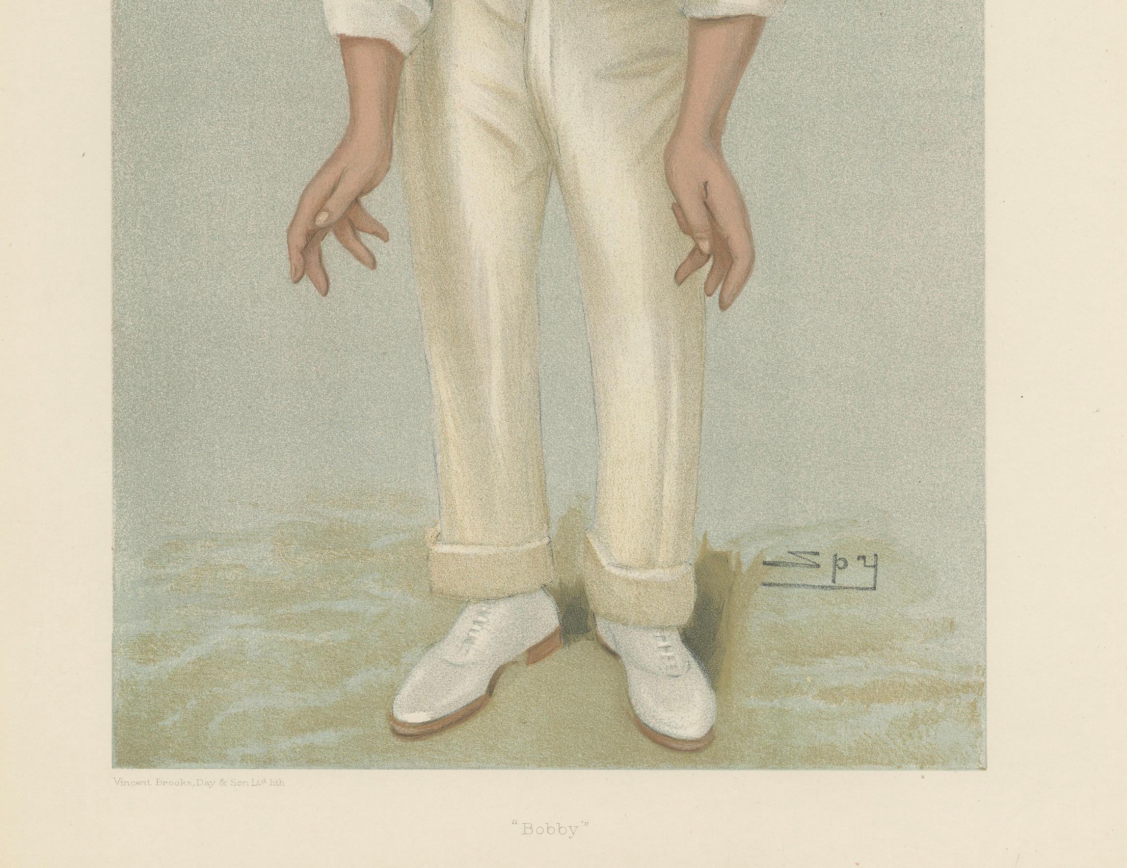 The Steady Batsman : Robert 'Bobby' Abel dans la Vanity Fair 1902 par 'Spy' Bon état - En vente à Langweer, NL