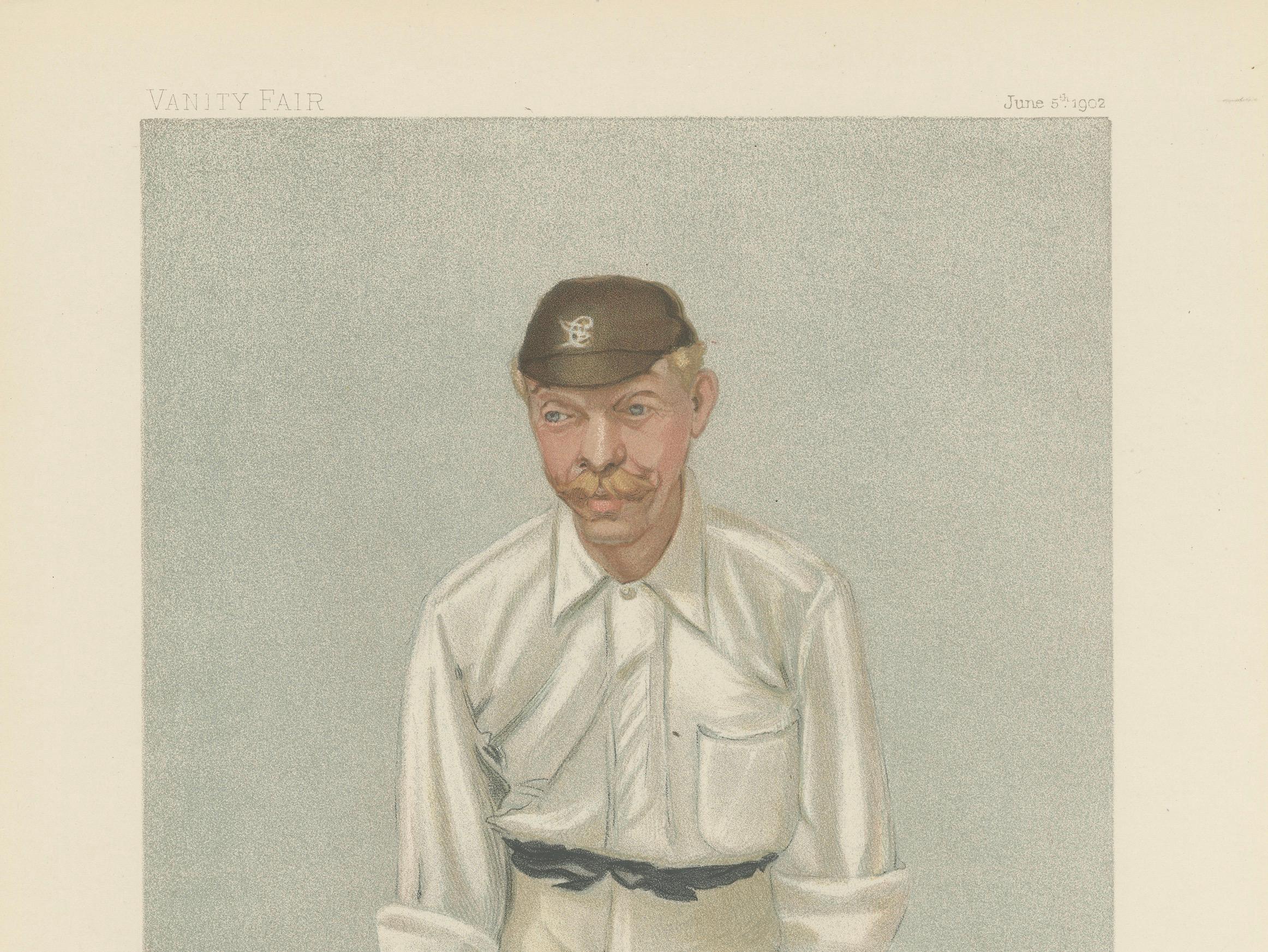 Début du 20ème siècle The Steady Batsman : Robert 'Bobby' Abel dans la Vanity Fair 1902 par 'Spy' en vente