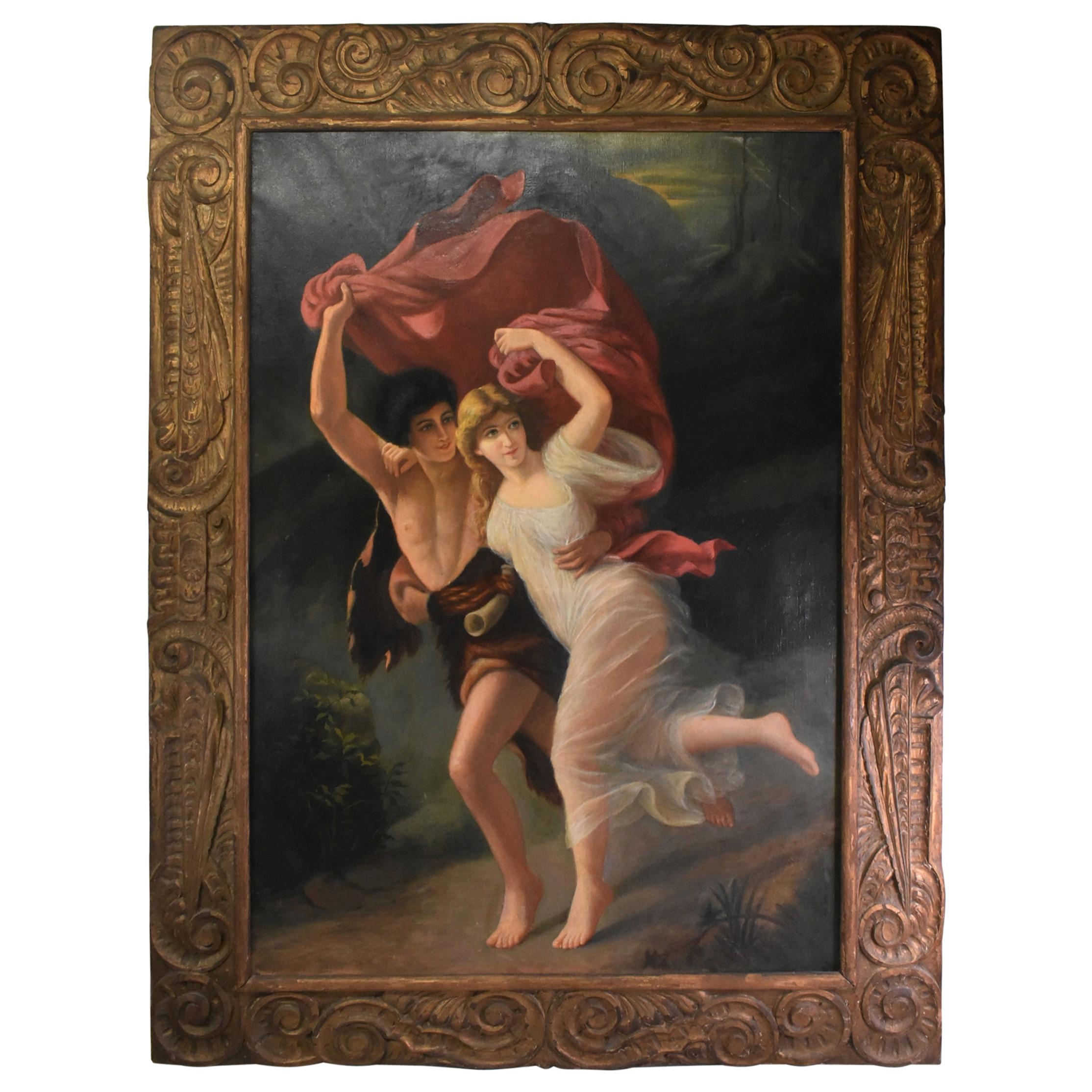 "The Storm" 'La Tempete' Copy of Oil Painting by Pierre Auguste Carved Frame
