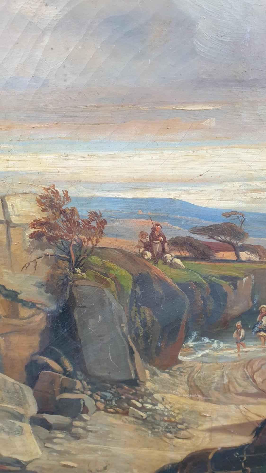 Européen La tempête, huile sur toile, XIXe siècle en vente