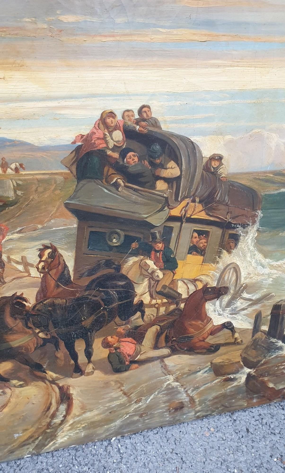 La tempête, huile sur toile, XIXe siècle Bon état - En vente à MARSEILLE, FR
