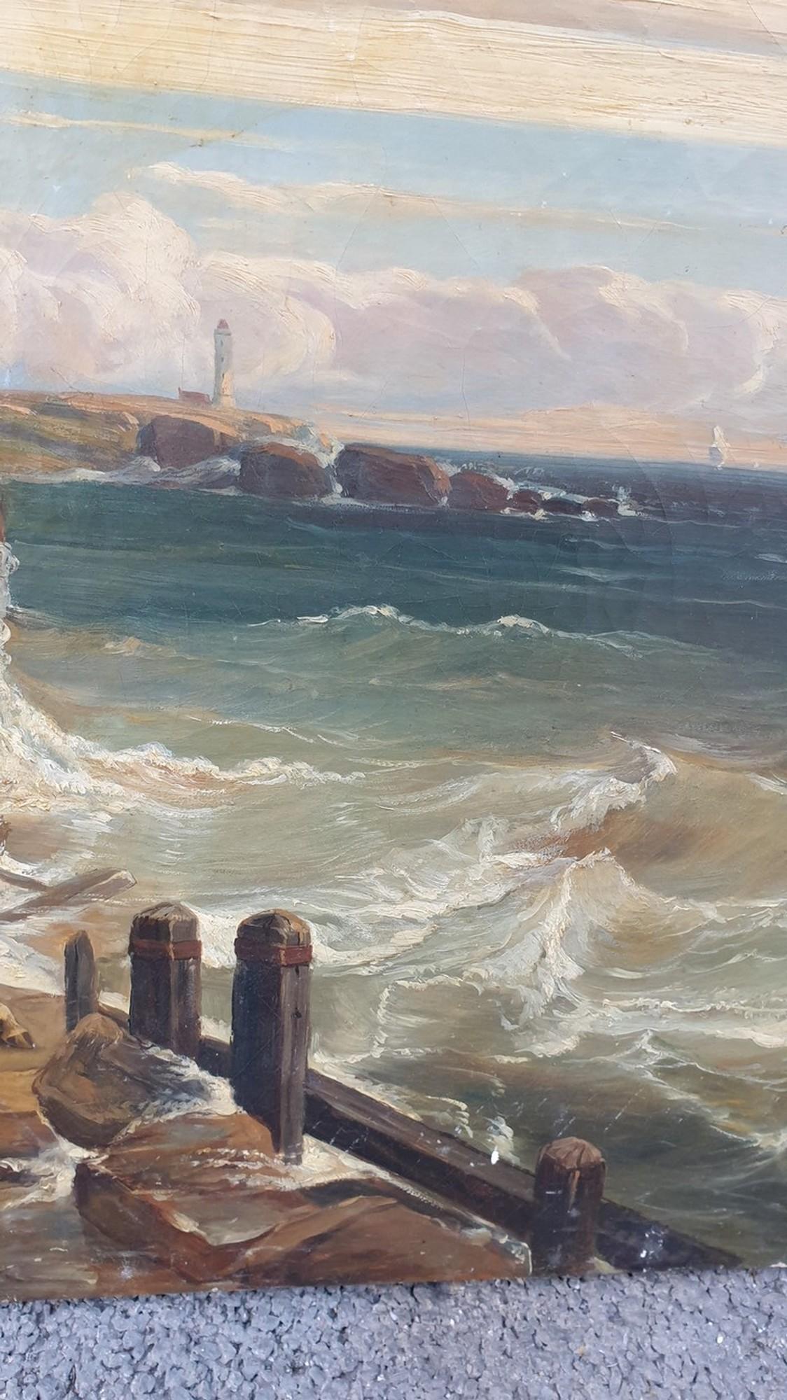 La tempête, huile sur toile, XIXe siècle en vente 1