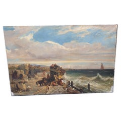 Antique The Storm, Oil On Canvas, 19th Century