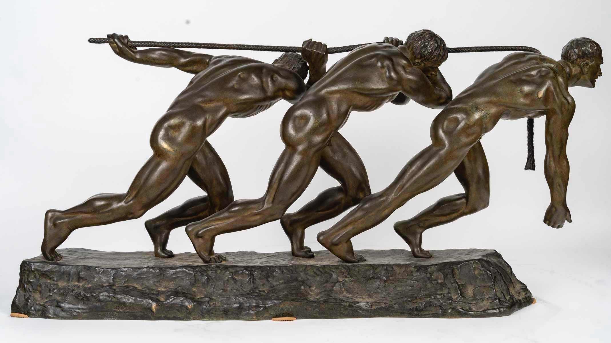 La Fuerza, Grupo de bronce de Maurice Guiraud-Rivière (1881-1947), hacia 1930 Moldeado en venta