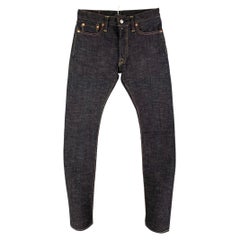 THE STRIKE GOLD Size 29 Indigo Contrast Stitch Cotton Button Fly Jeans