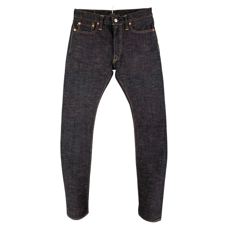 THE STRIKE GOLD Size 29 Indigo Contrast Stitch Cotton Button Fly Jeans