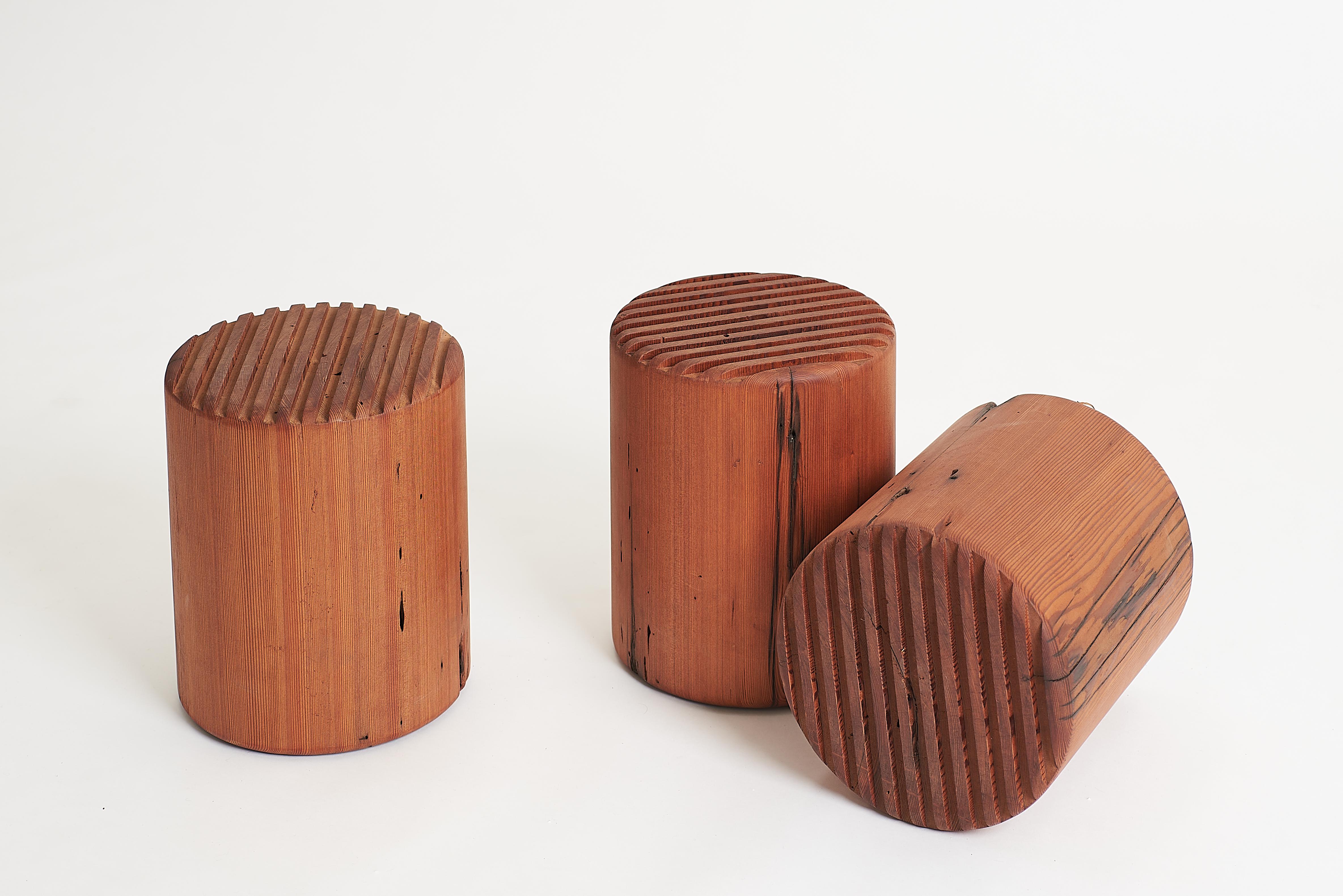 The Stump Stool - Turned Vintage Wood Stool Side Table For Sale 3