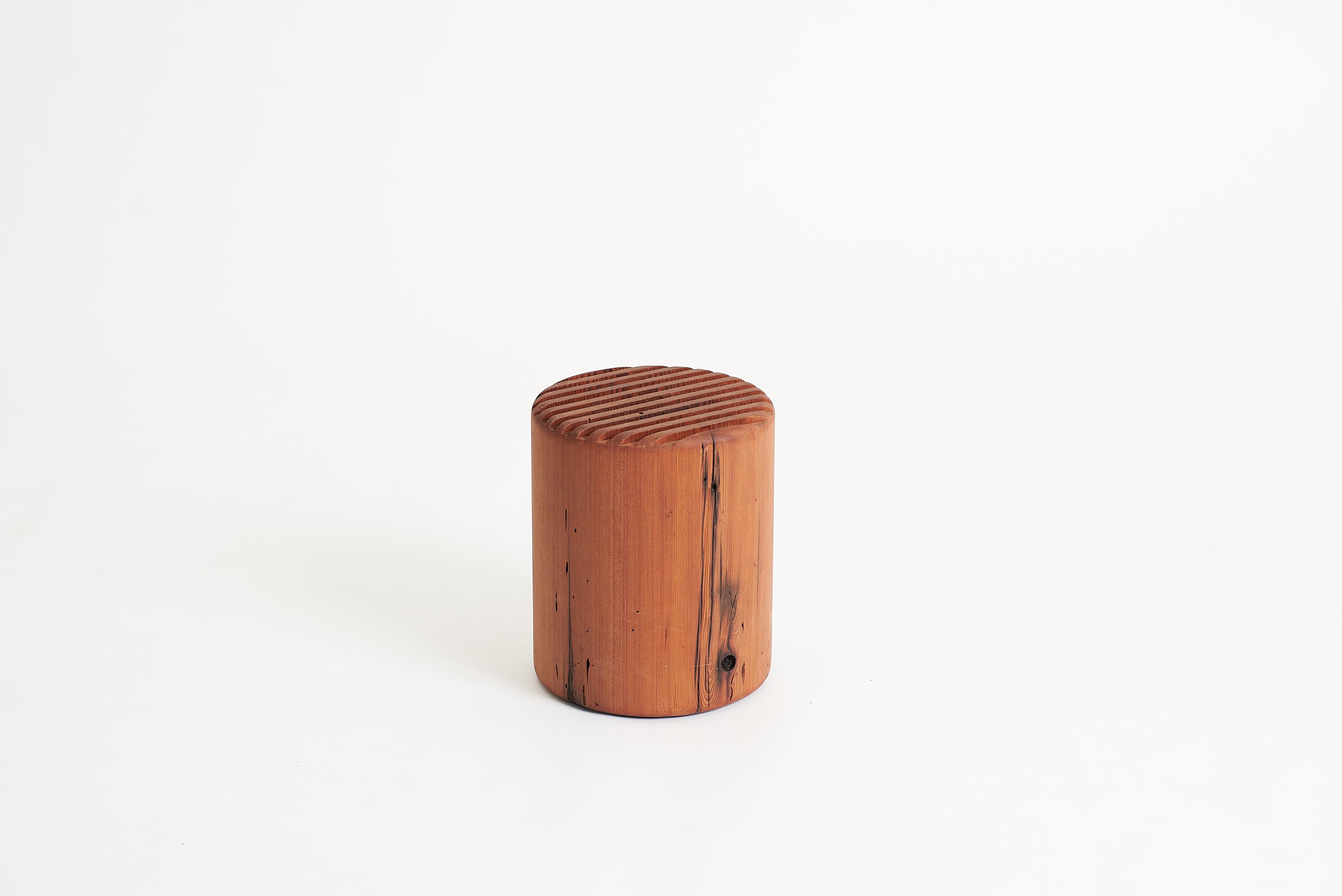 The Stump Stool - Turned Vintage Wood Stool Side Table For Sale 1