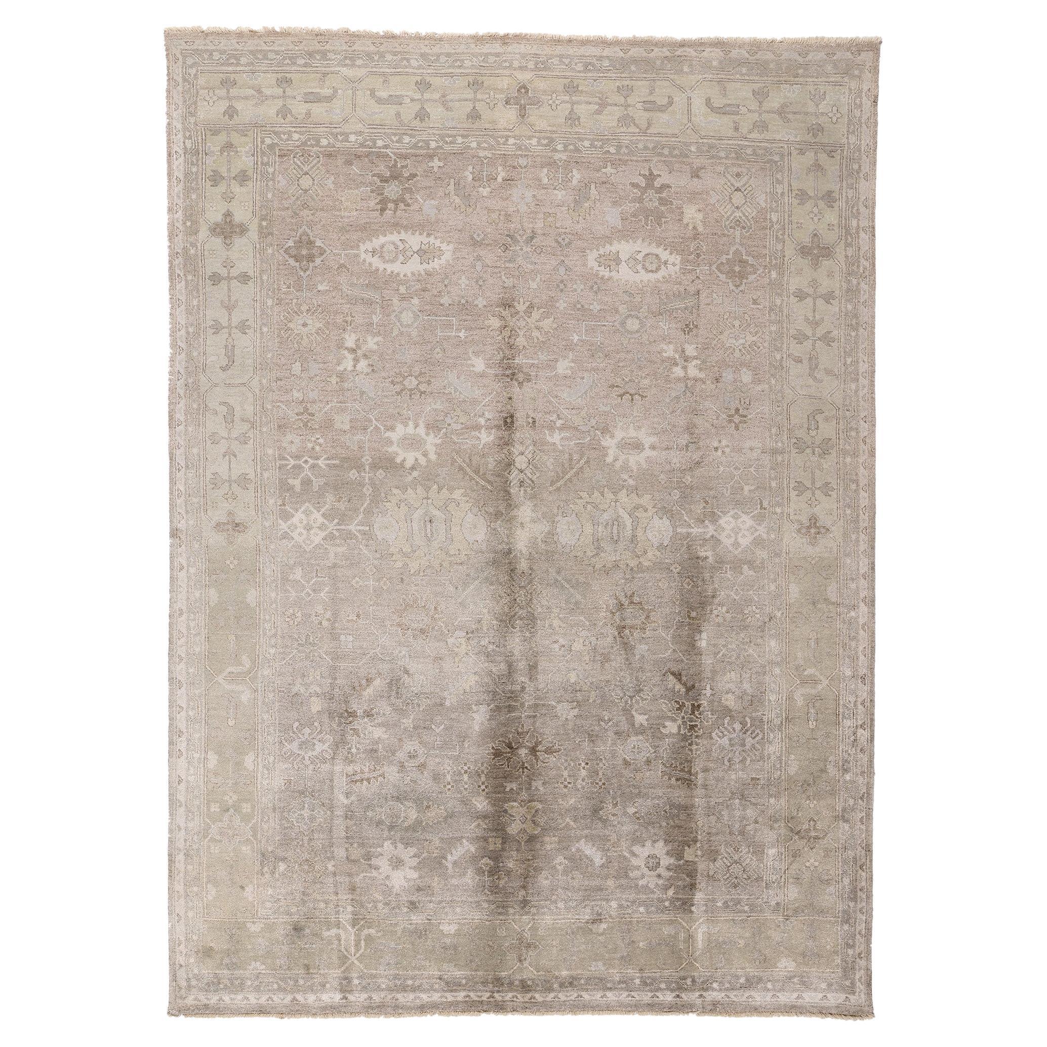 The Subtle Grandeur: A Modern Taupe Oushak Masterpiece of Timeless Refinement