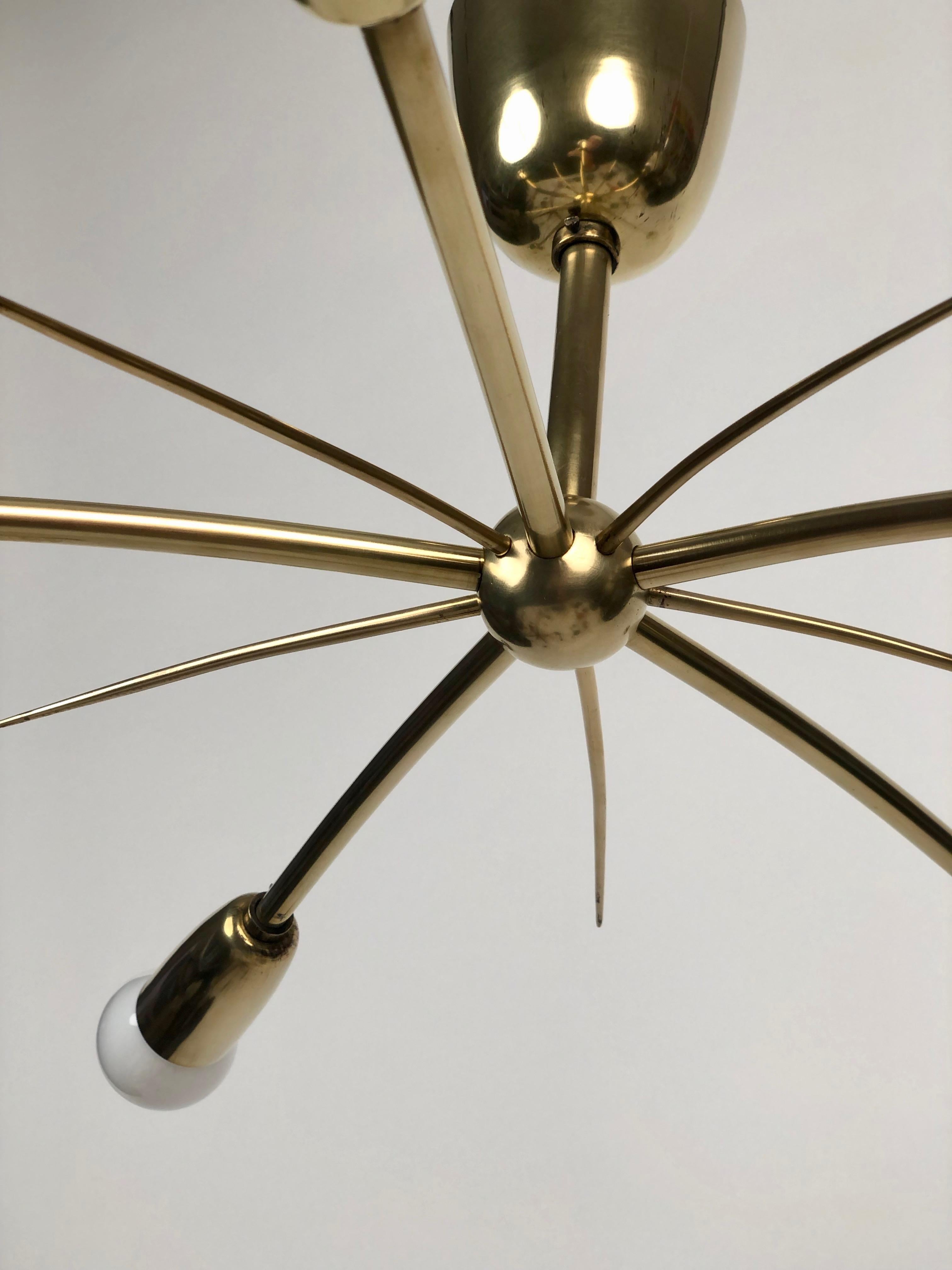 Mid-Century Modern The Sun, a Brass Pendant Lamp from J.T. Kalmar , 1950's, Austria For Sale