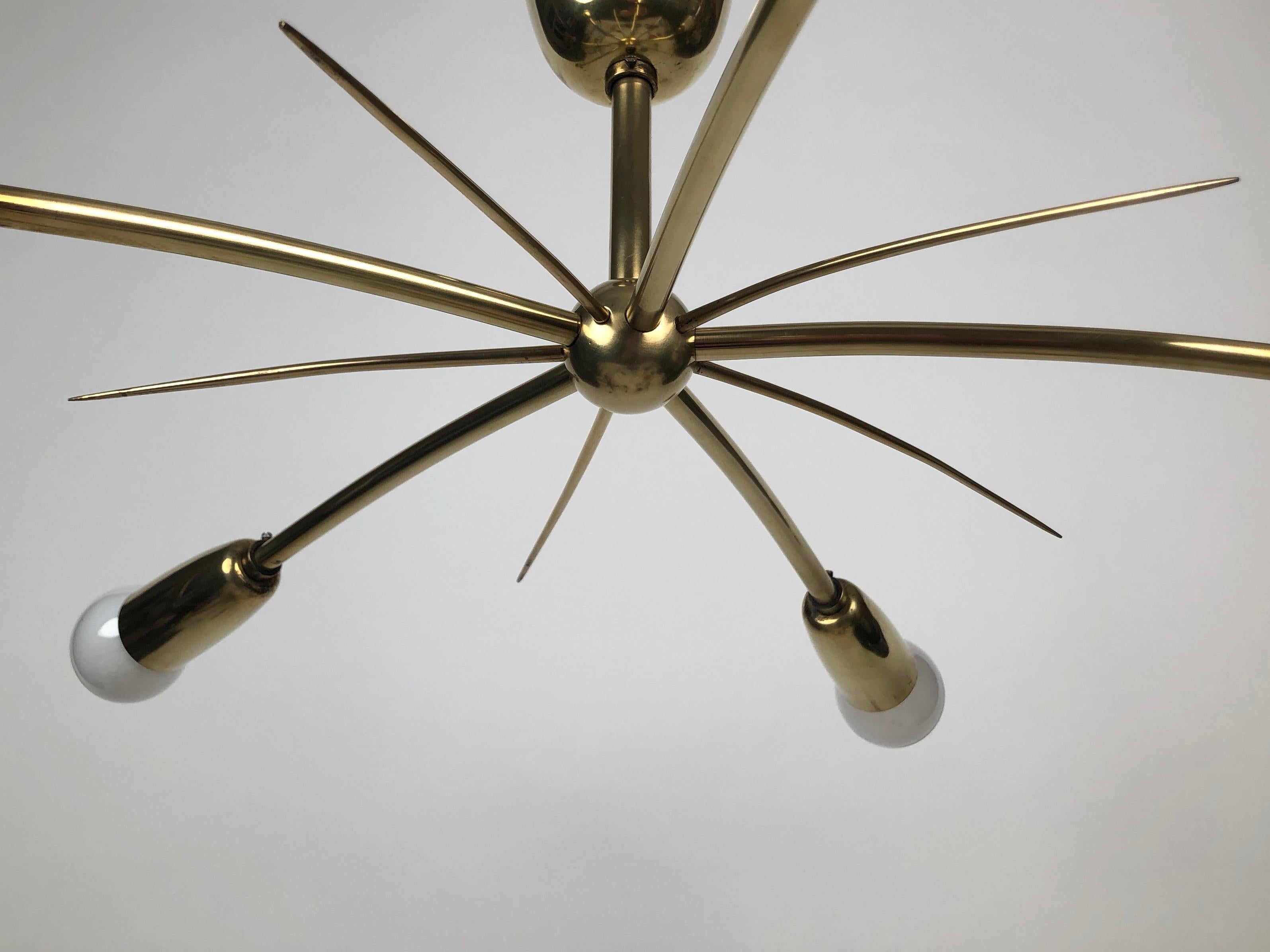 Austrian The Sun, a Brass Pendant Lamp from J.T. Kalmar , 1950's, Austria For Sale