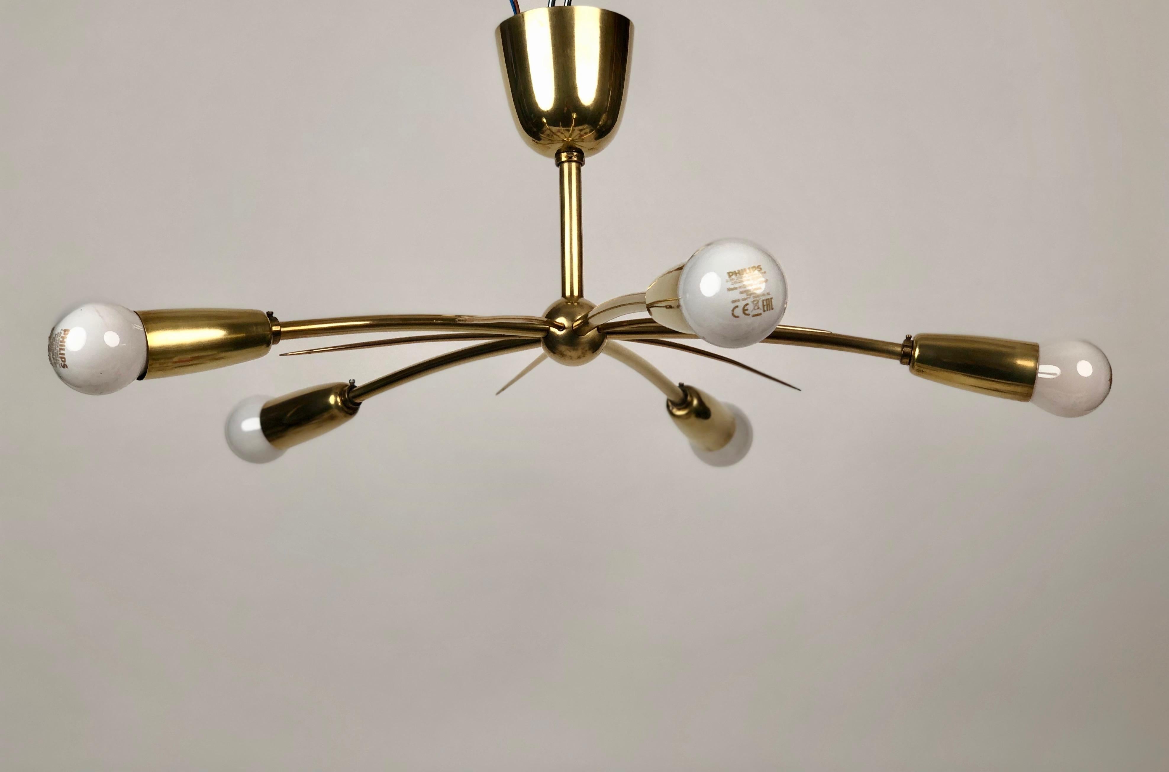Polished The Sun, a Brass Pendant Lamp from J.T. Kalmar , 1950's, Austria For Sale