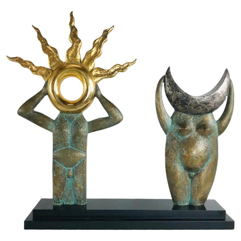 "The Sun and the Moon" Bronze Sculpture by Henry Schiowitz