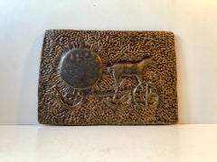 The Sun Chariot, Danish Ceramic Wall Plaque by Ejvind Nielsen, 1970