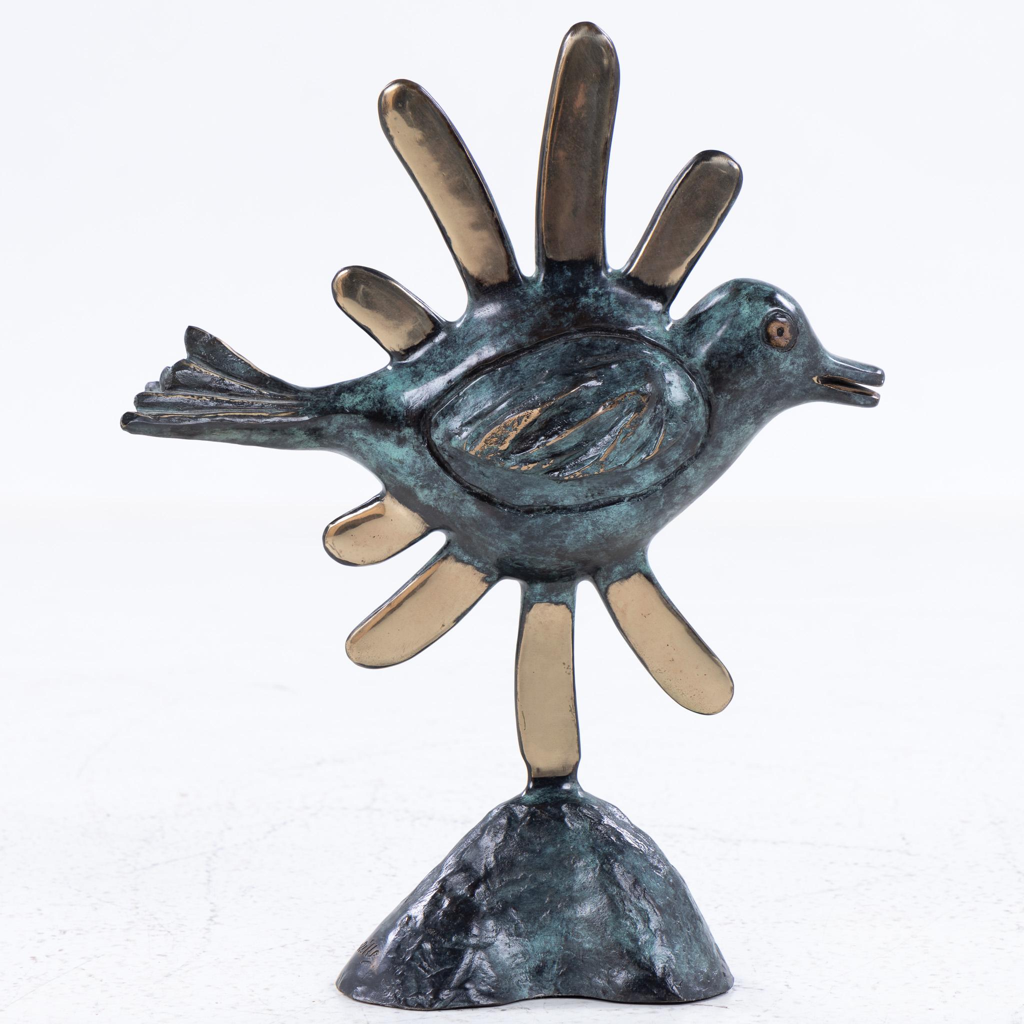 'The Sunbird' Sculpture in patinated bronze by Corneille In Good Condition For Sale In Copenhagen, DK