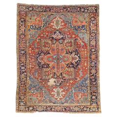 The Sunburst Citadel: Late 19th Century Persian Heriz Masterpiece of Elegance