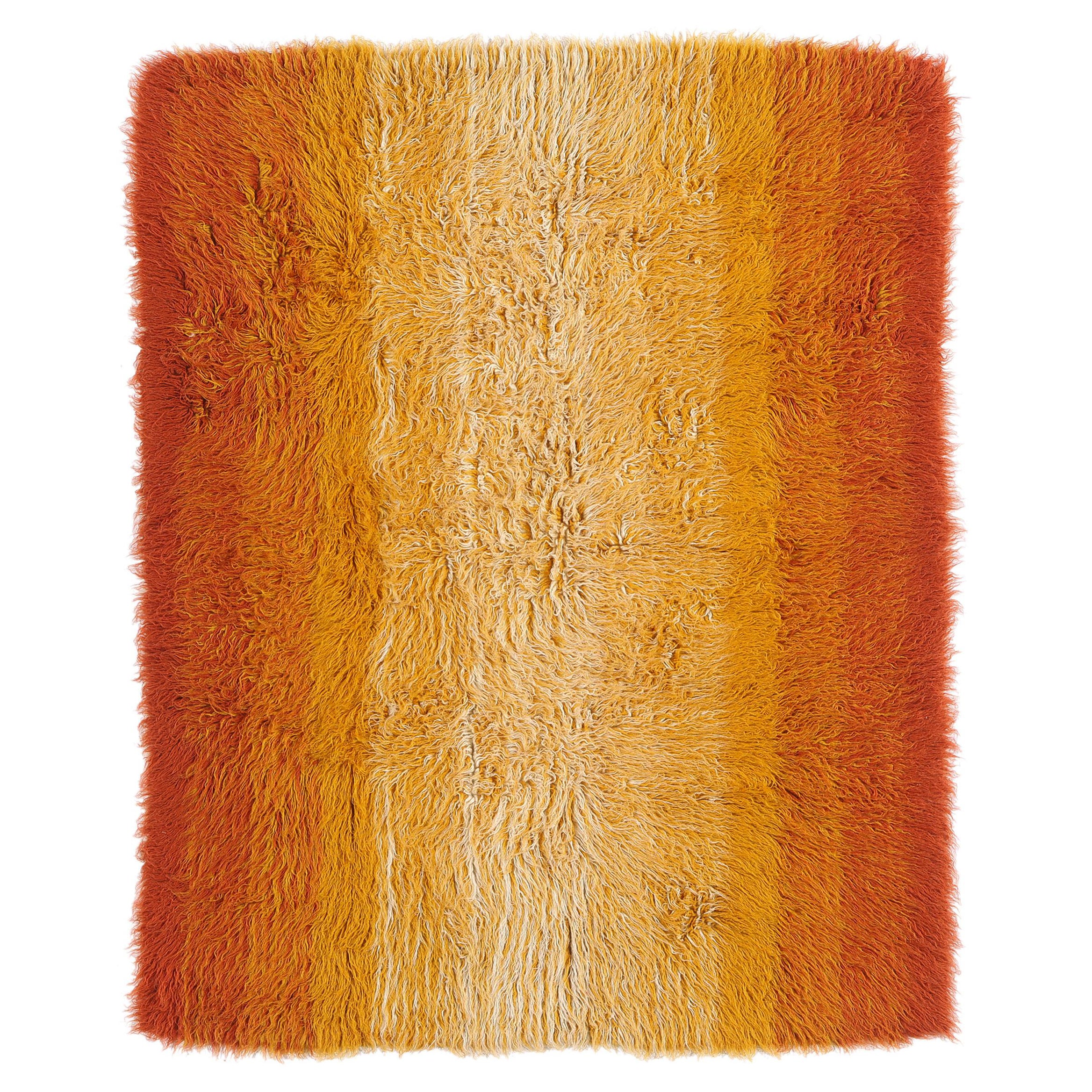 Die sonnenbeschienene Ägäis: Ein griechisches Vintage-Flokati-Meisterwerk der Opulenz der Jahrhundertmitte im Angebot